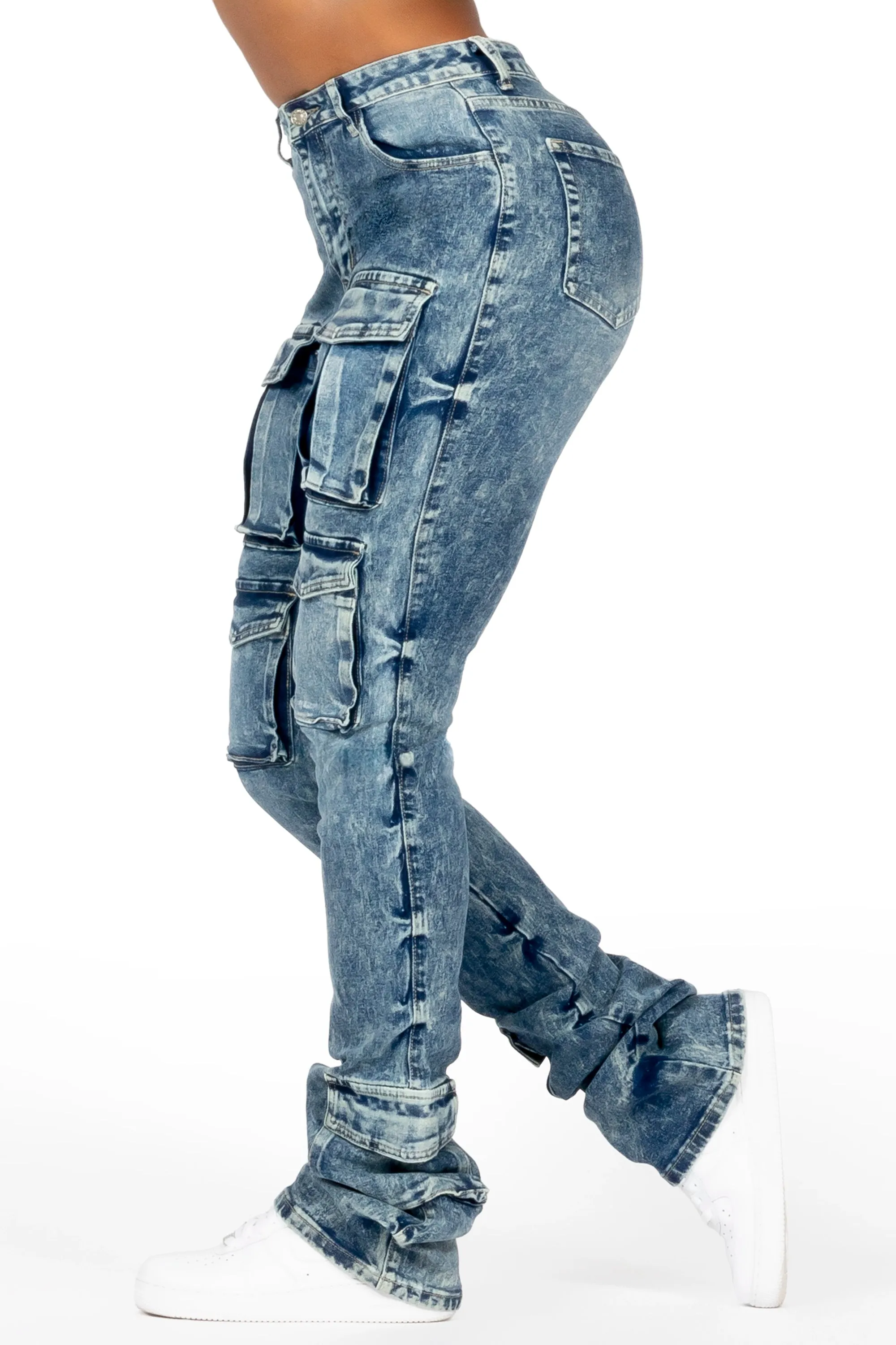 Angella Acid Wash Cargo Super Stacked Jean sold by Rockstar Original product image thumbnail 3