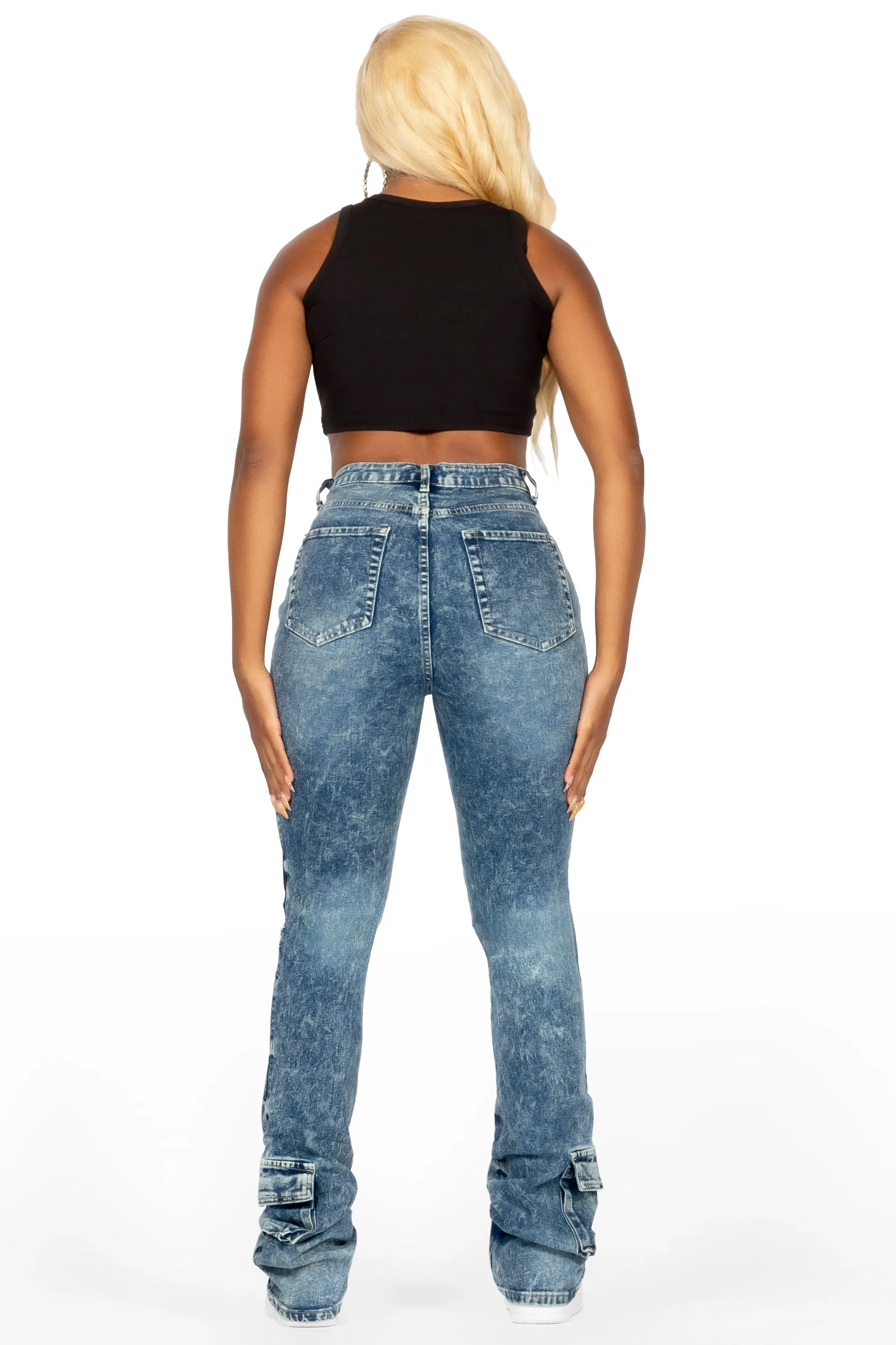 Angella Acid Wash Cargo Super Stacked Jean sold by Rockstar Original product image thumbnail 5