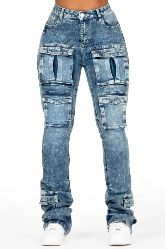 Angella Acid Wash Cargo Super Stacked Jean sold by Rockstar Original