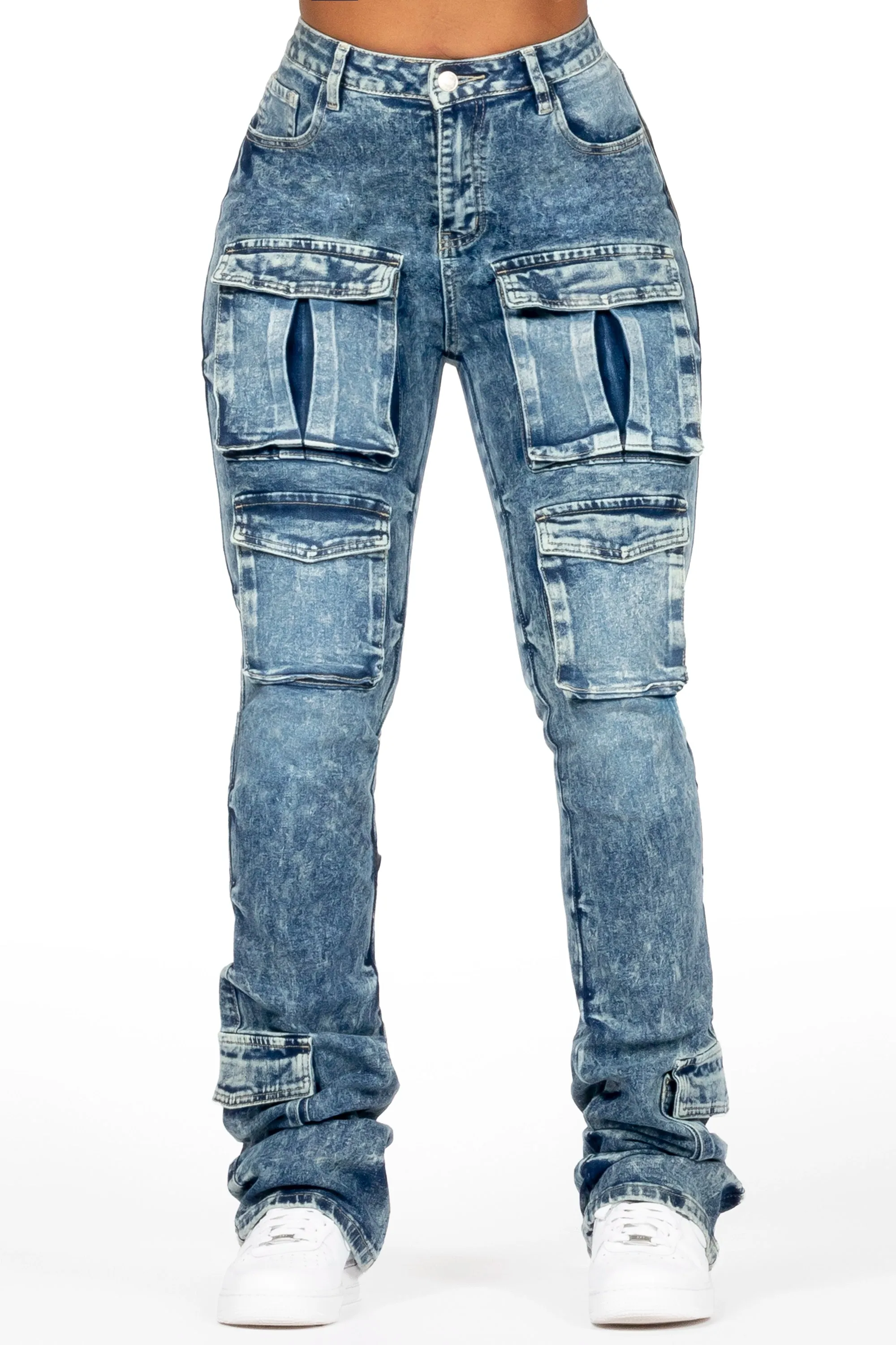 Angella Acid Wash Cargo Super Stacked Jean sold by Rockstar Original