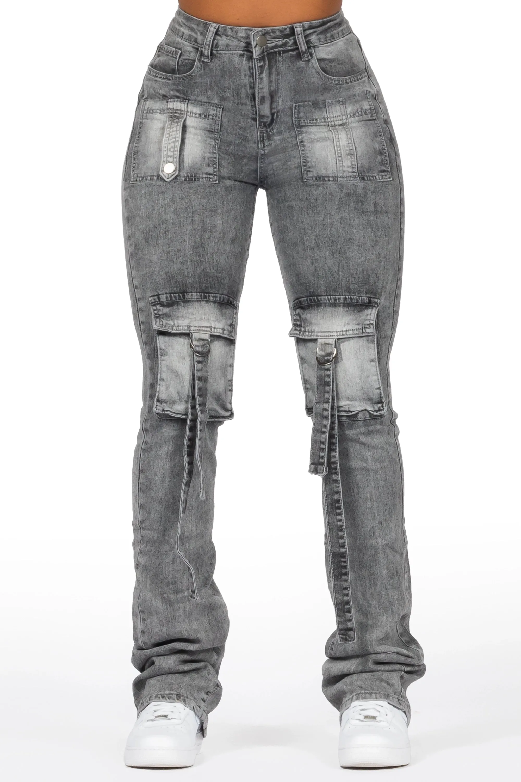 Christina Grey Wash Stacked Flare Jean sold by Rockstar Original
