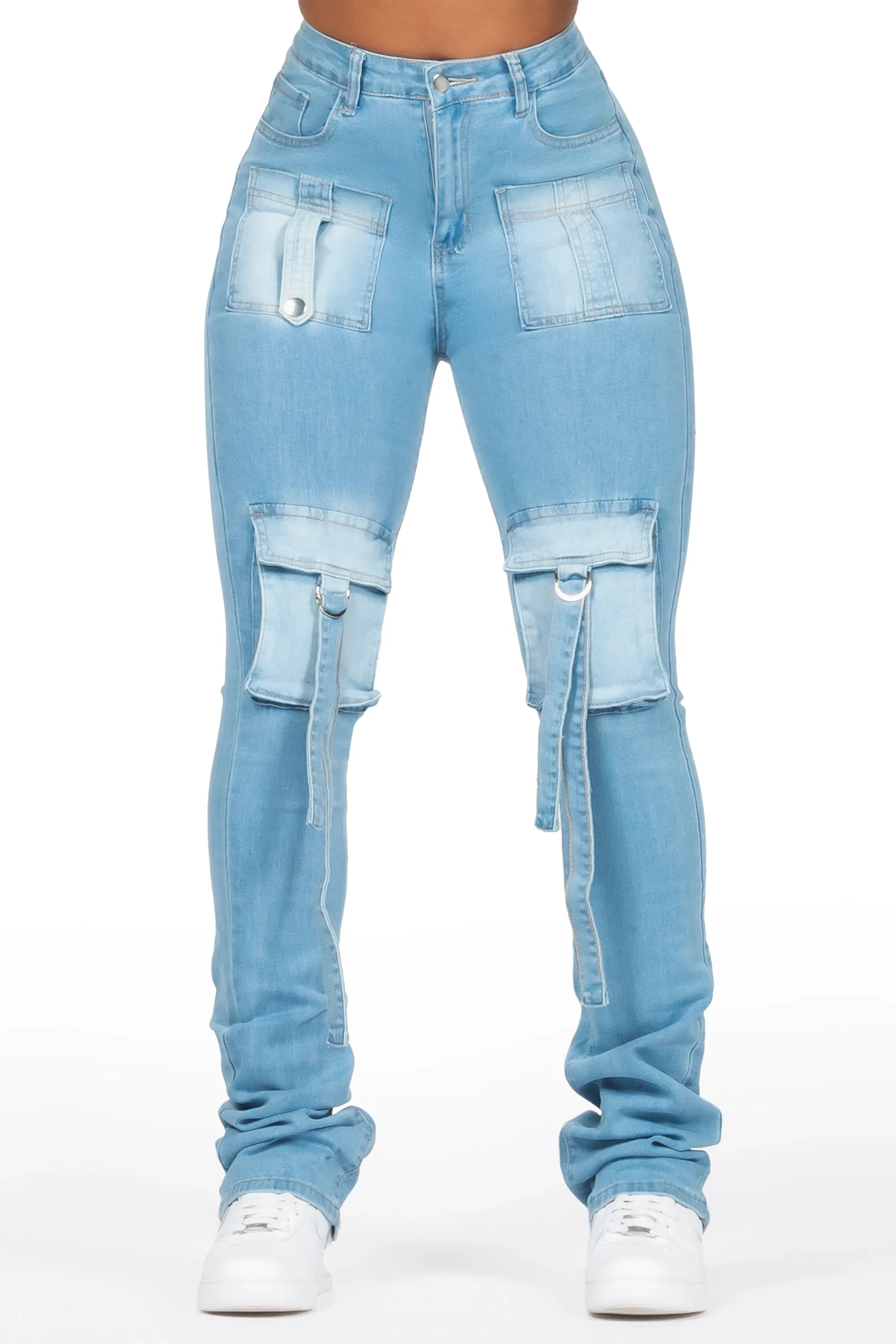 Christina Light Wash Stacked Flare Jean sold by Rockstar Original