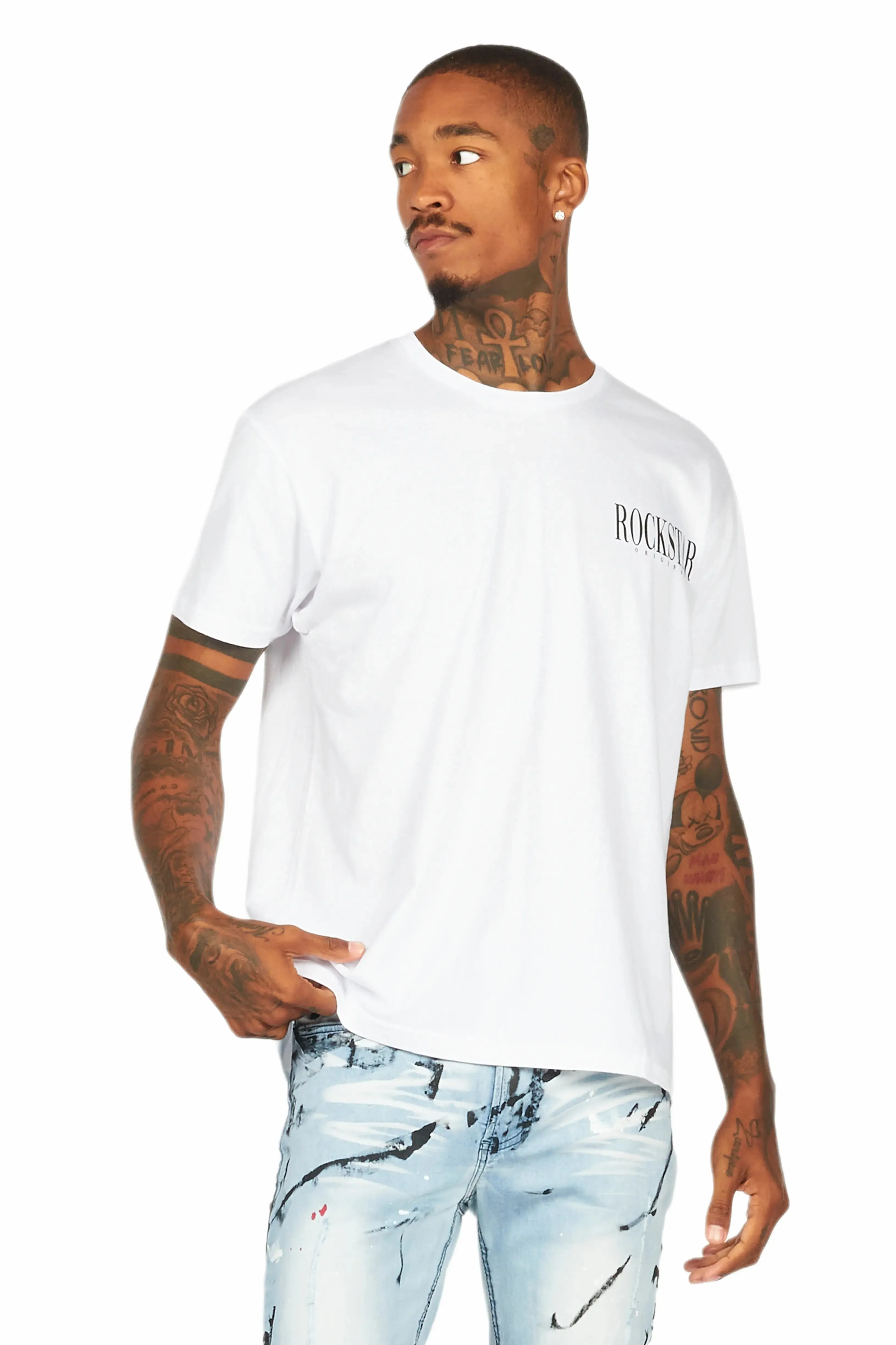 Dayte Nite White Graphic T-Shirt sold by Rockstar Original product image thumbnail 3