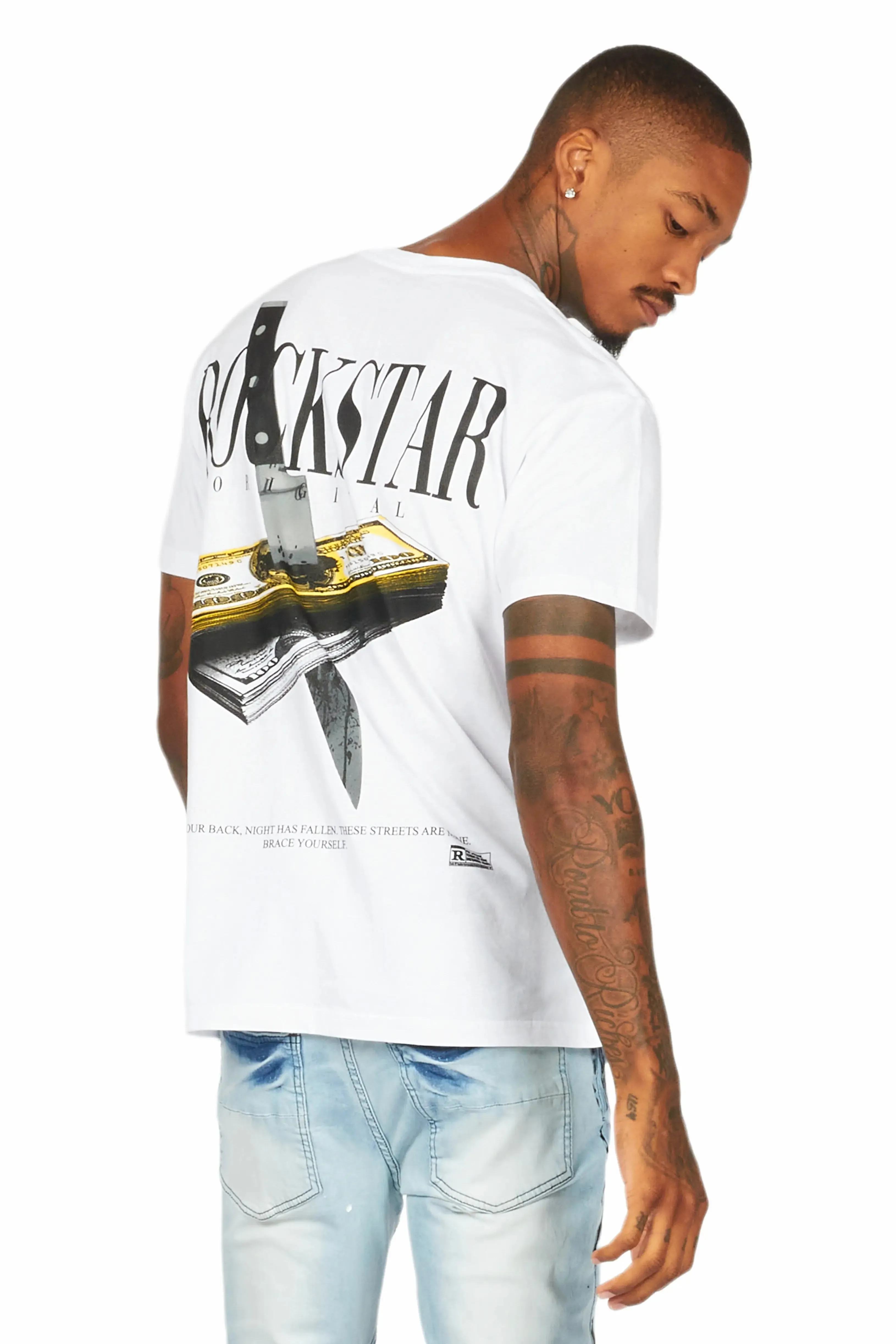 Dayte Nite White Graphic T-Shirt sold by Rockstar Original product image thumbnail 5