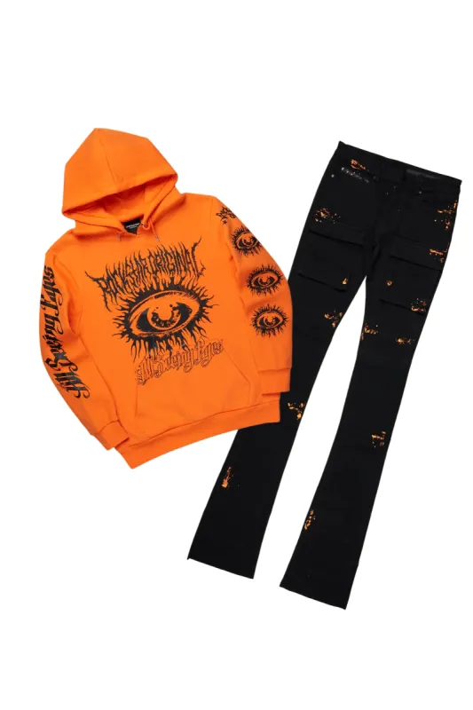 All Seeing Eyes Orange Hoodie/Super Stacked Flare Jean Bundle sold by Rockstar Original