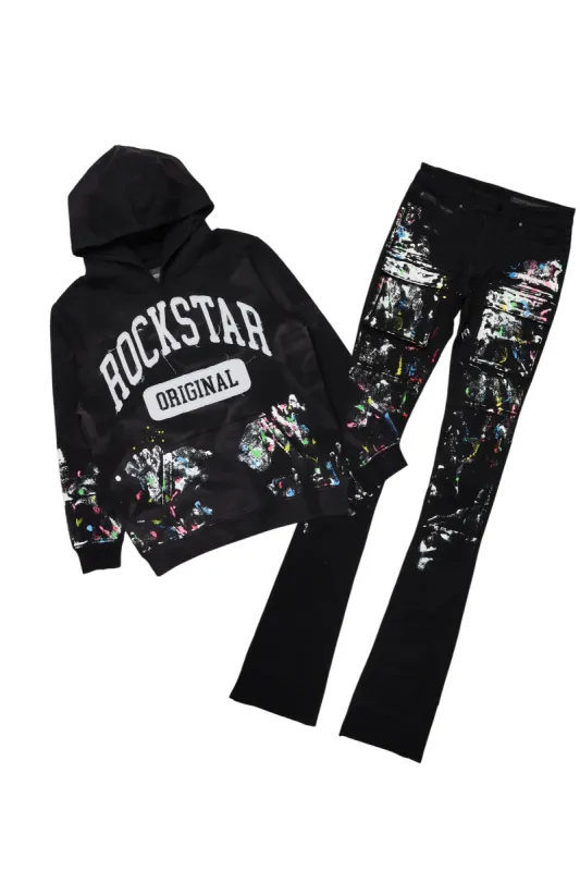 Balta Black Hoodie/Super Stacked Flare Jean Bundle sold by Rockstar Original