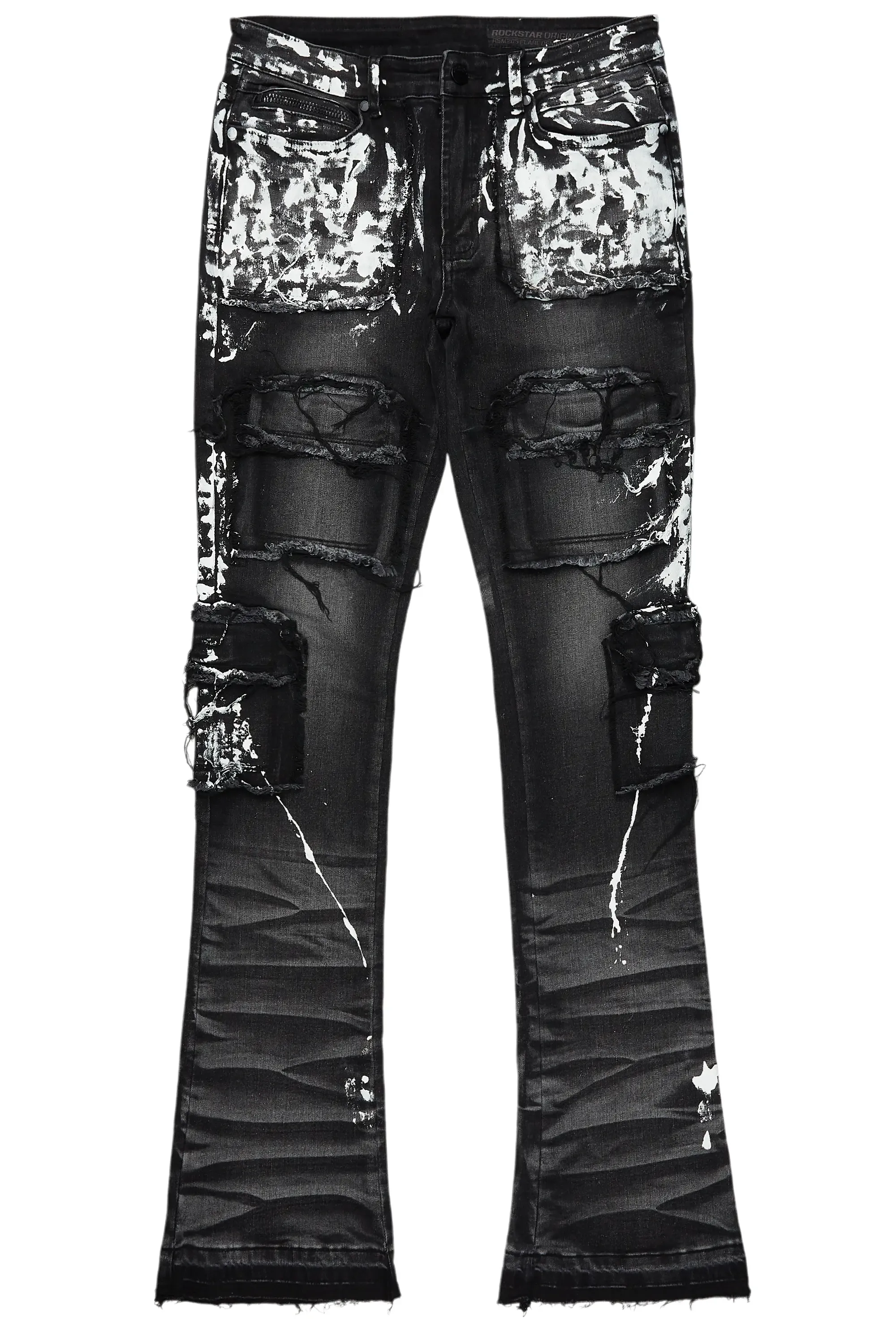 Elam Grey Painter Stacked Flare Jean sold by Rockstar Original
