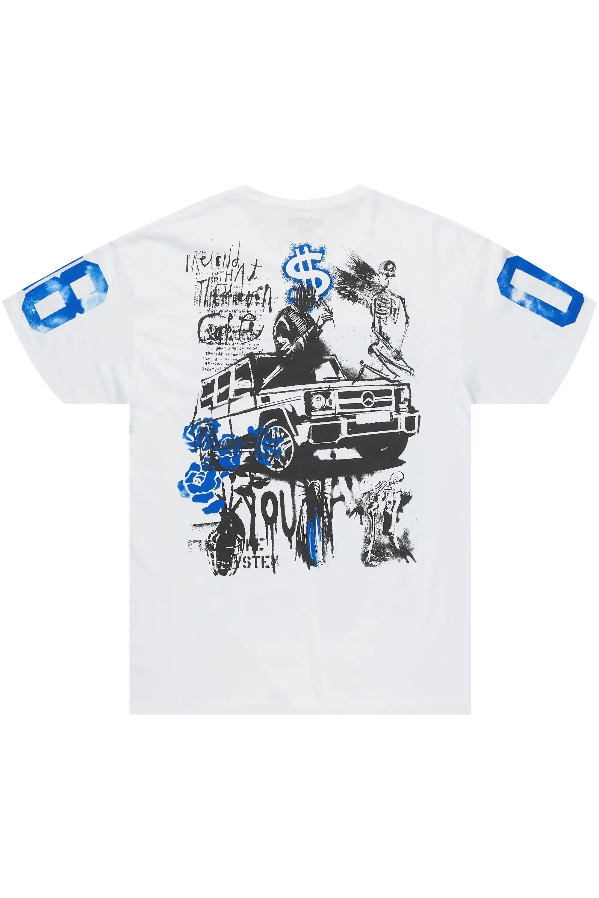 Grill White/Blue Graphic Oversized T-Shirt sold by Rockstar Original product image thumbnail 3