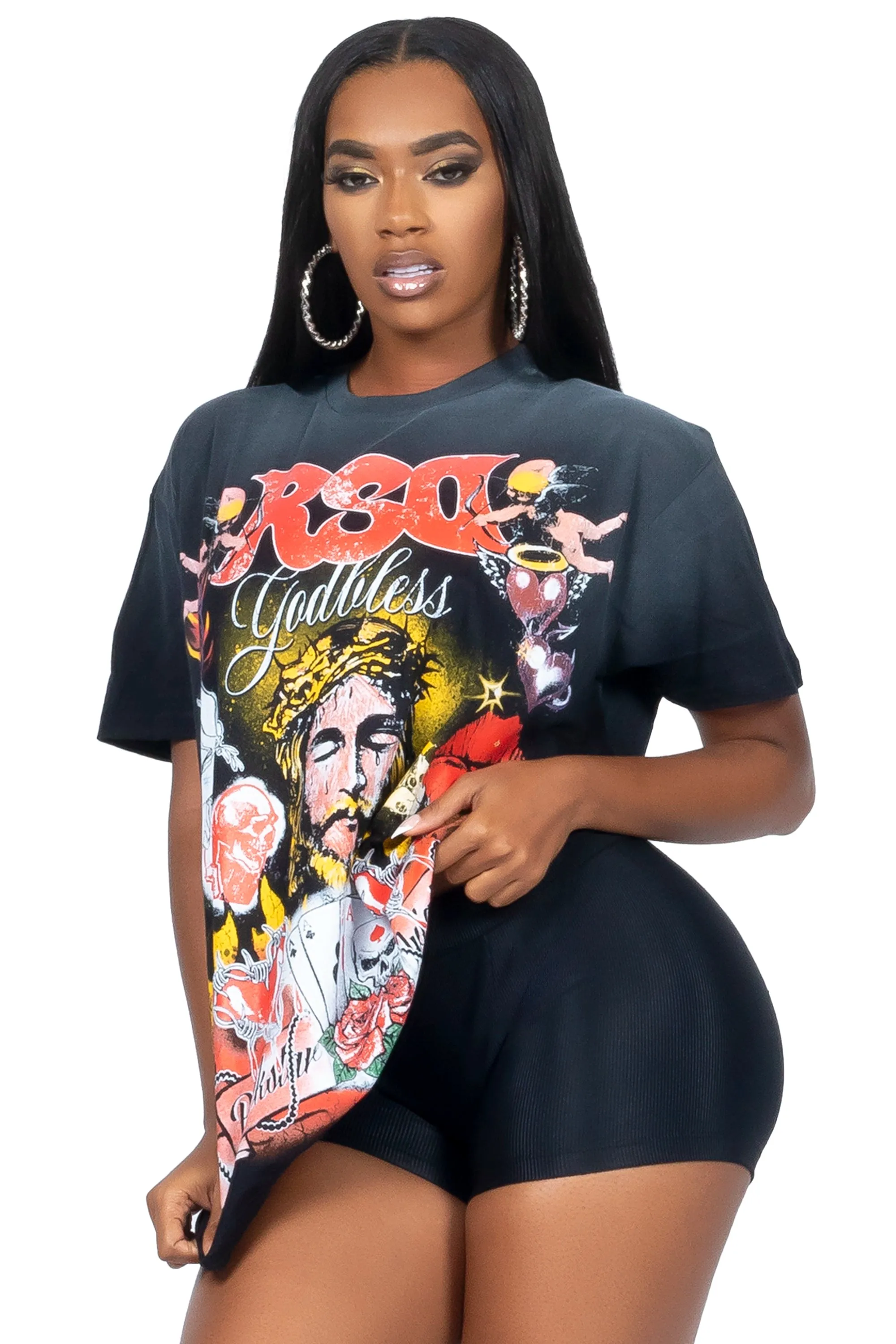 Alysha Black Oversized T-Shirt sold by Rockstar Original product image thumbnail 3