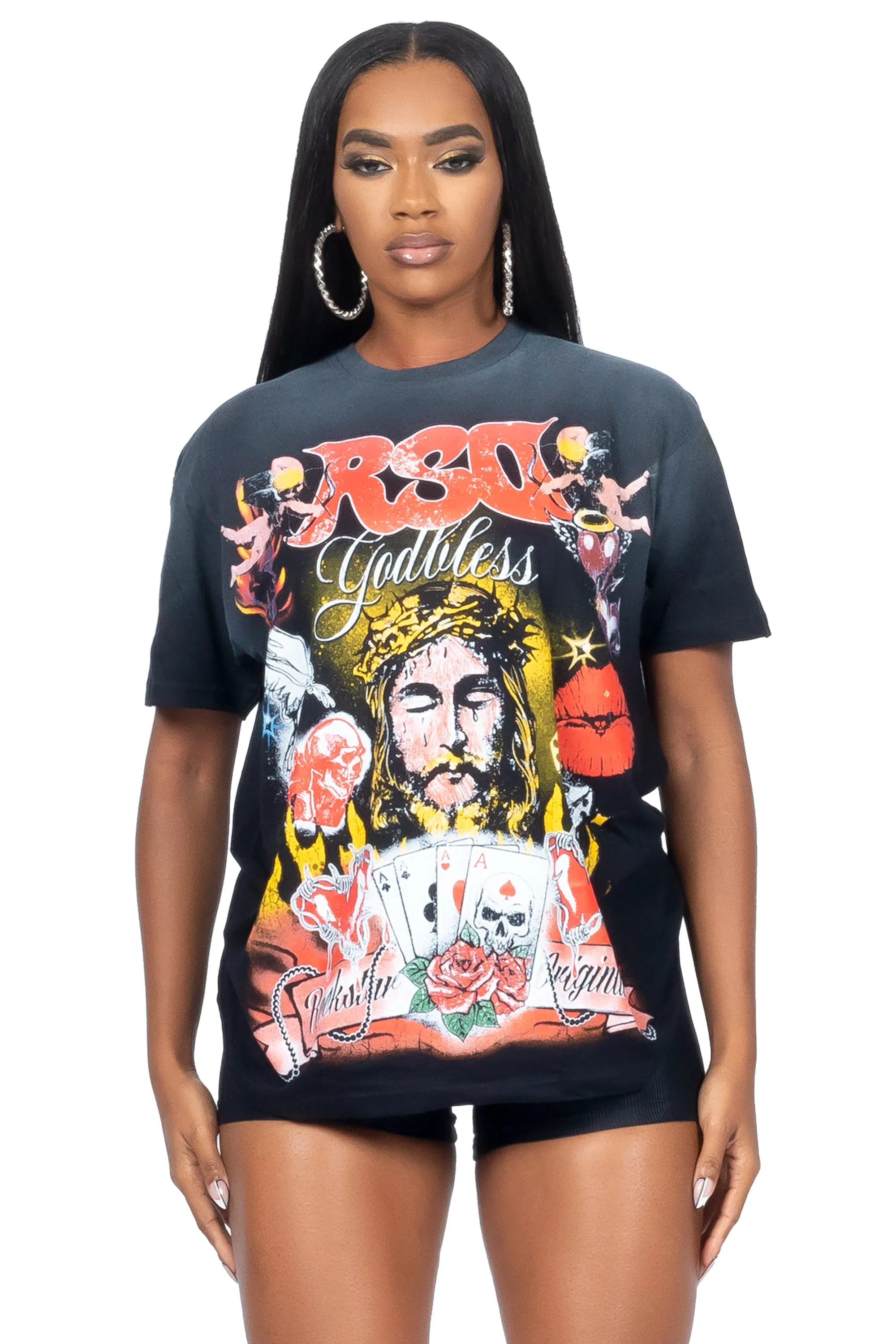Alysha Black Oversized T-Shirt sold by Rockstar Original