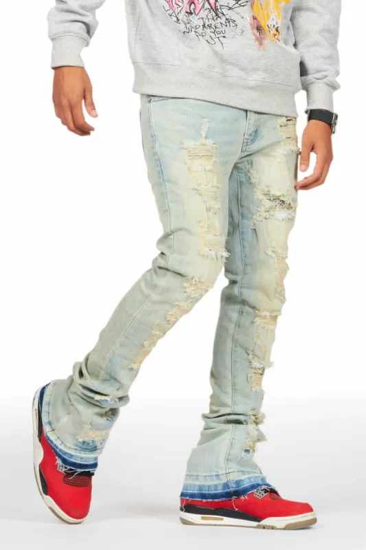 Holibert Light Blue Stacked Flare Jean sold by Rockstar Original