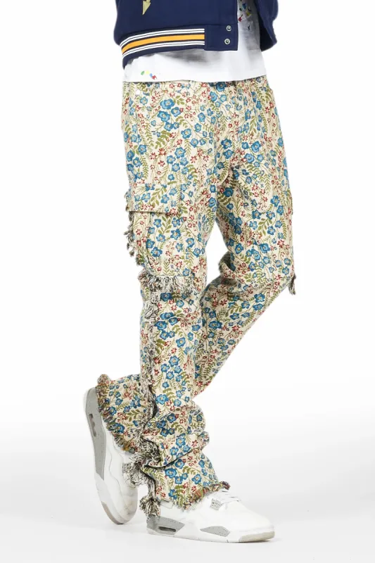 Ayara Beige/Multi Slim Tapestry Flare Jean sold by Rockstar Original