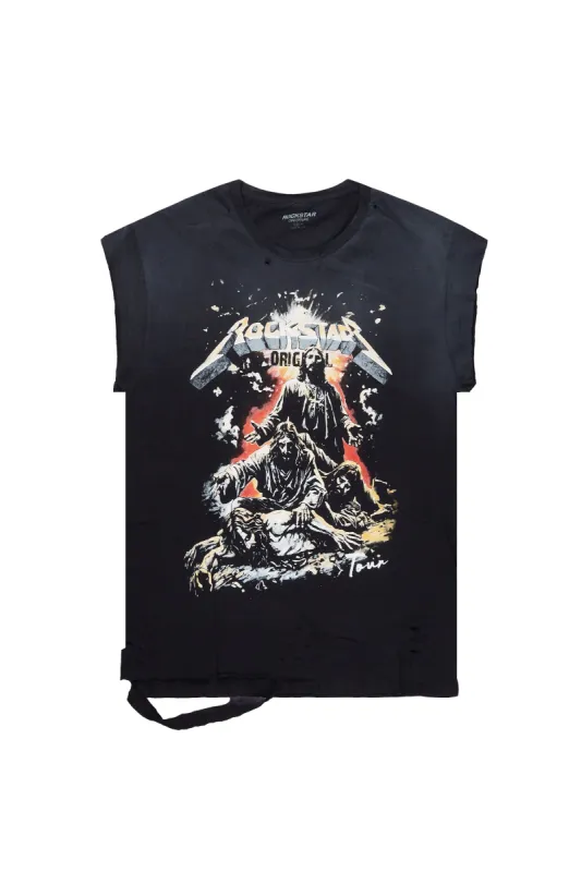Locke Black Graphic Muscle T-Shirt sold by Rockstar Original