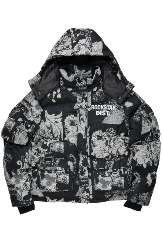 Lamont Black Tapestry Puffer Jacket sold by Rockstar Original