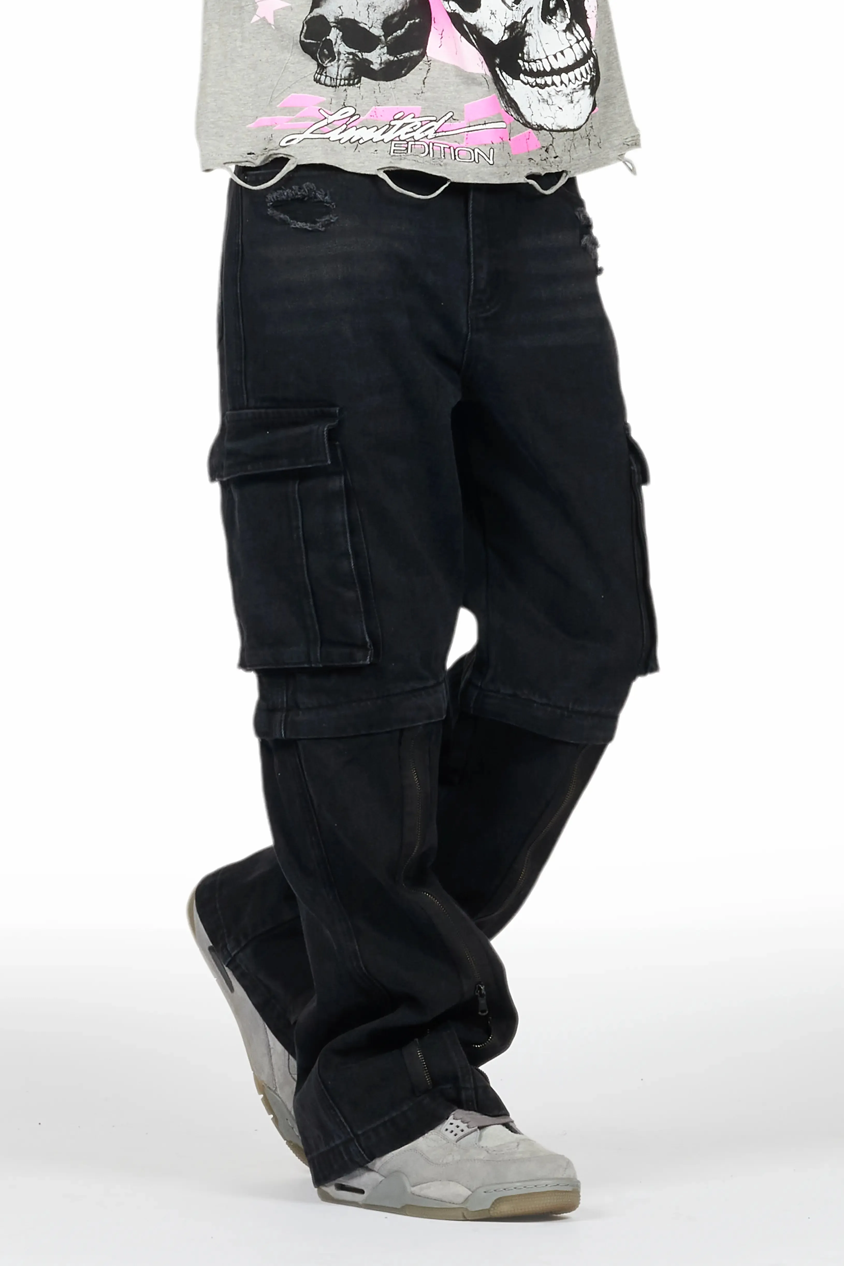 Rupert Black Baggy Fit Zip Off Jean sold by Rockstar Original