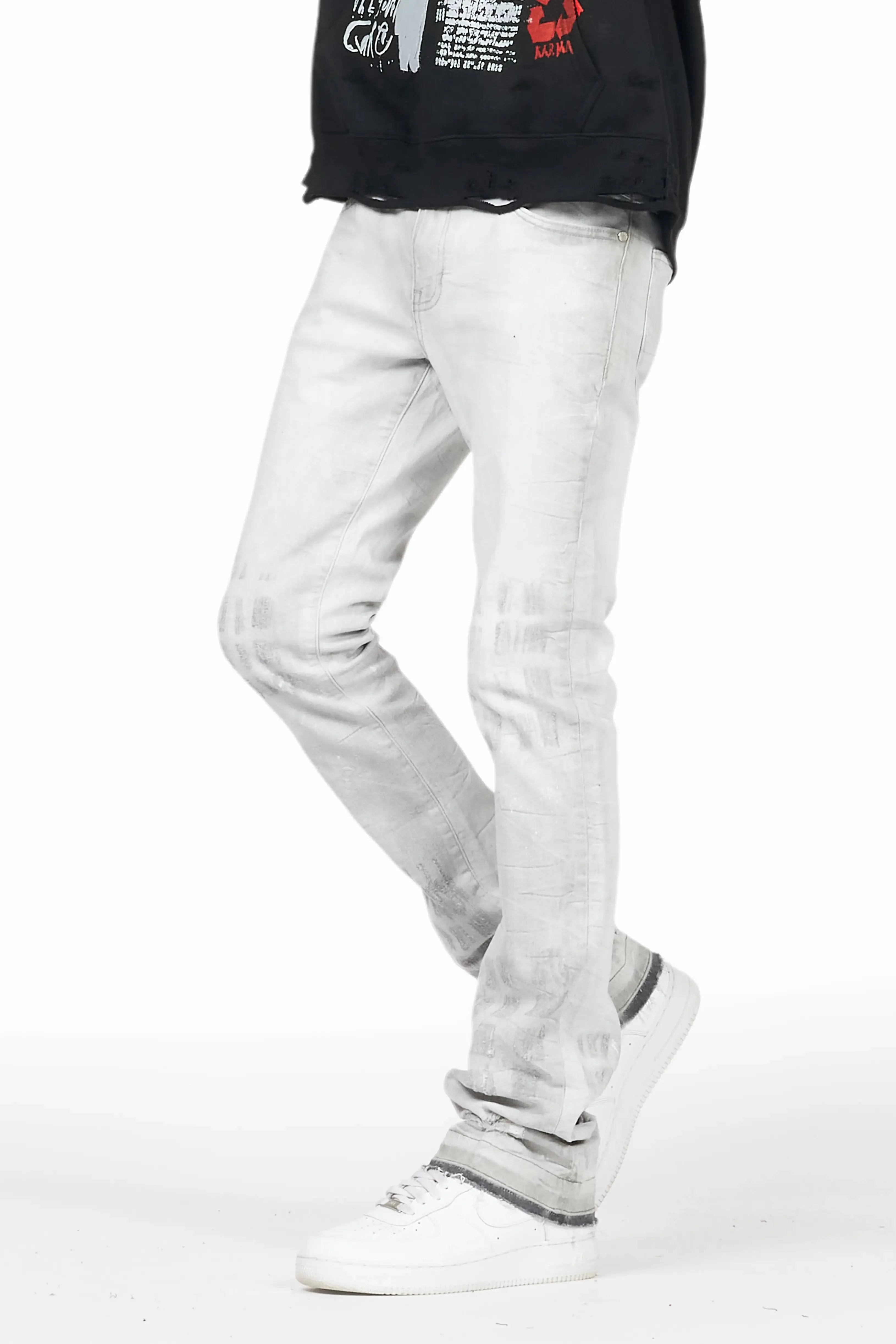 Molter Light Grey Stacked Flare Jean sold by Rockstar Original