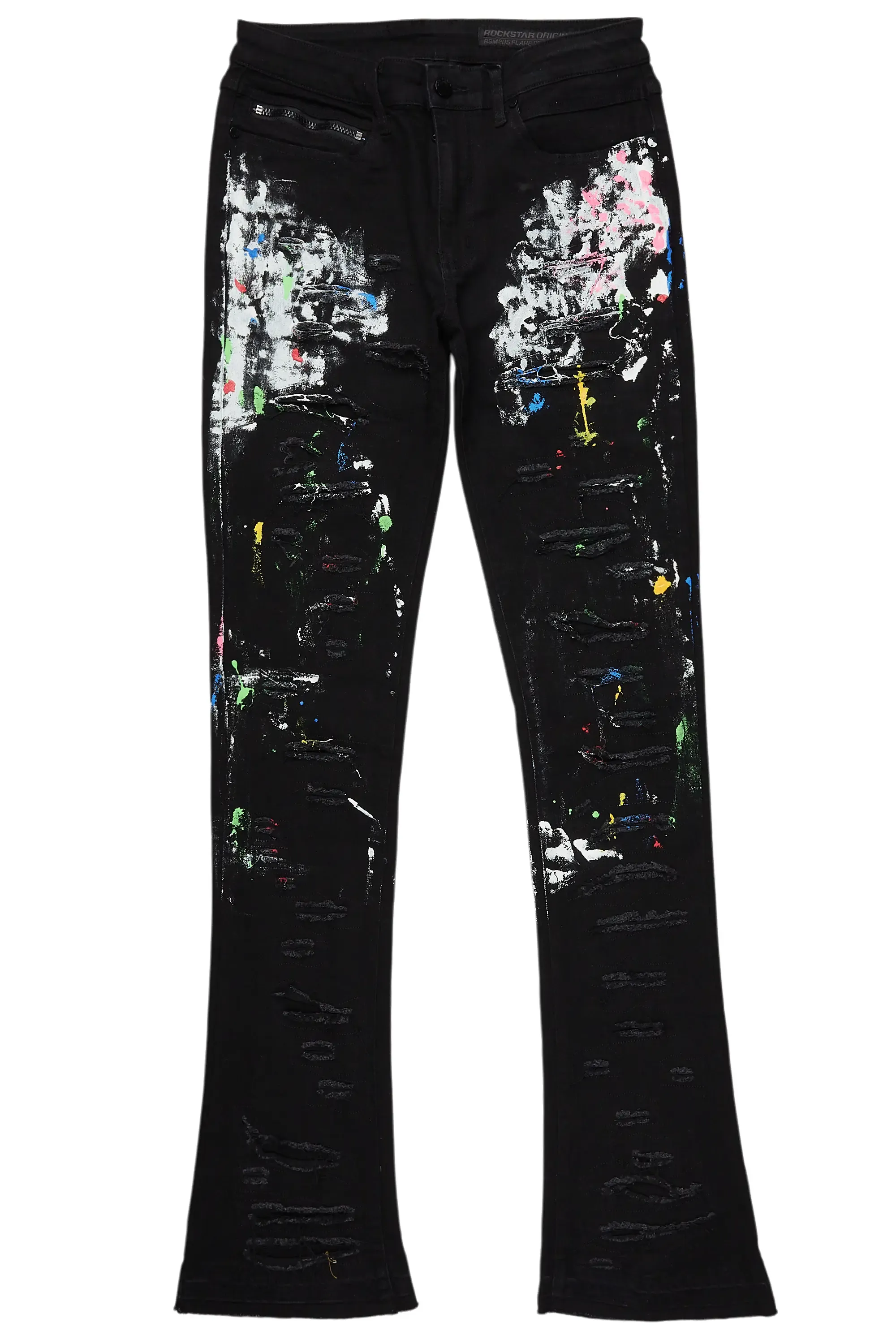 Eliseo Black Painter Stacked Flare Jean sold by Rockstar Original