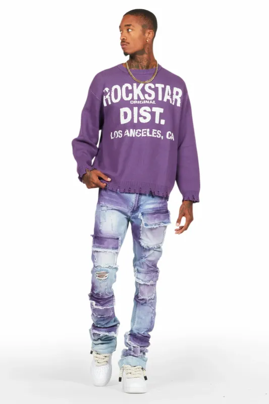 Mallow Purple Knit Sweater/Super Stacked Flare Jean Bundle sold by Rockstar Original