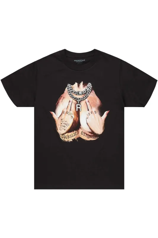 Eyes Up Here Black Oversized T-Shirt sold by Rockstar Original