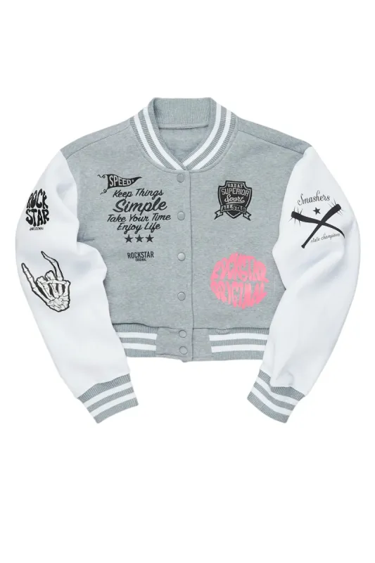 Talyka Heather Grey Varsity Jacket sold by Rockstar Original