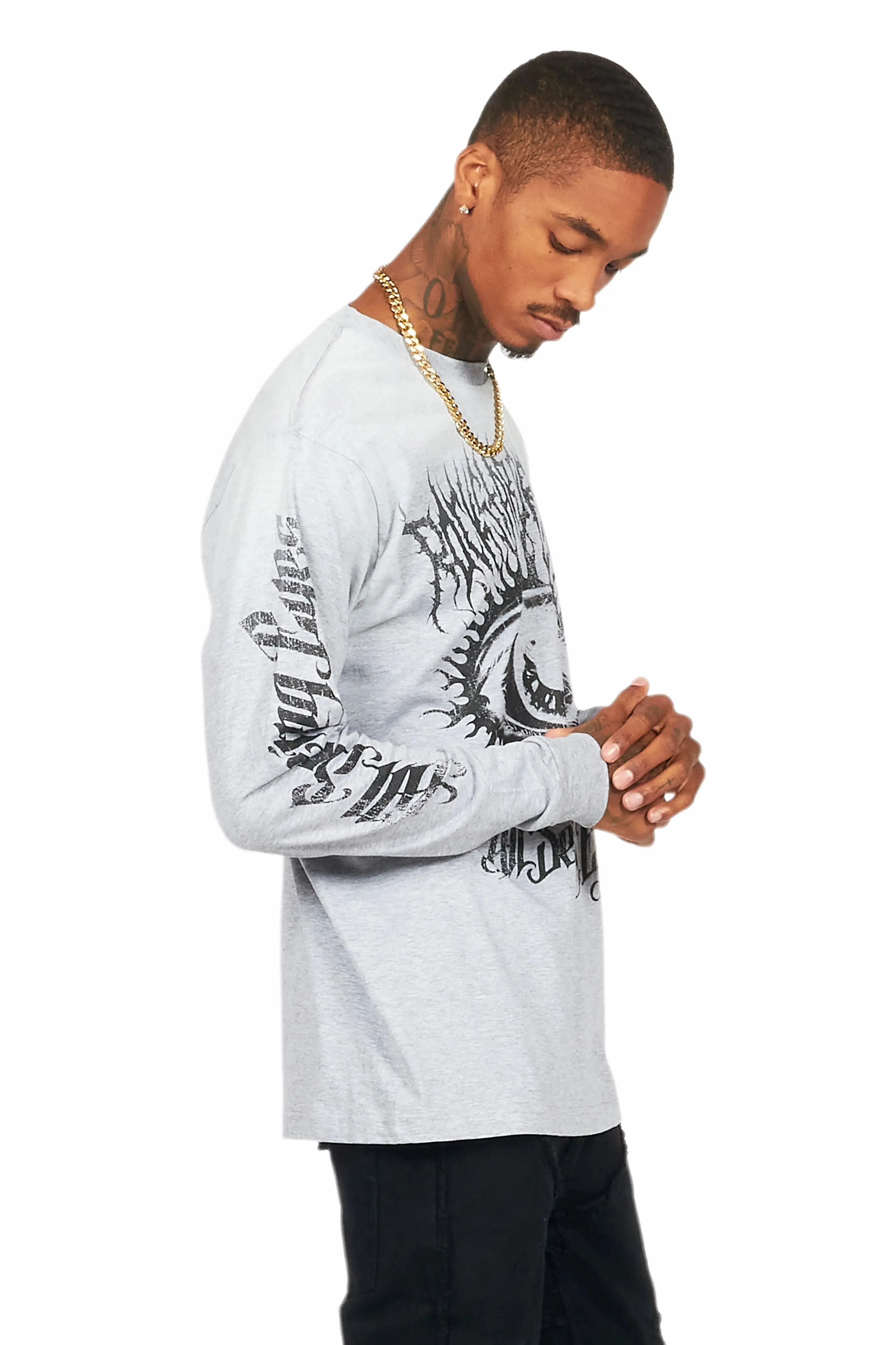 All Seeing Eyes Heather Grey Long Sleeve Graphic T-Shirt sold by Rockstar Original product image thumbnail 4