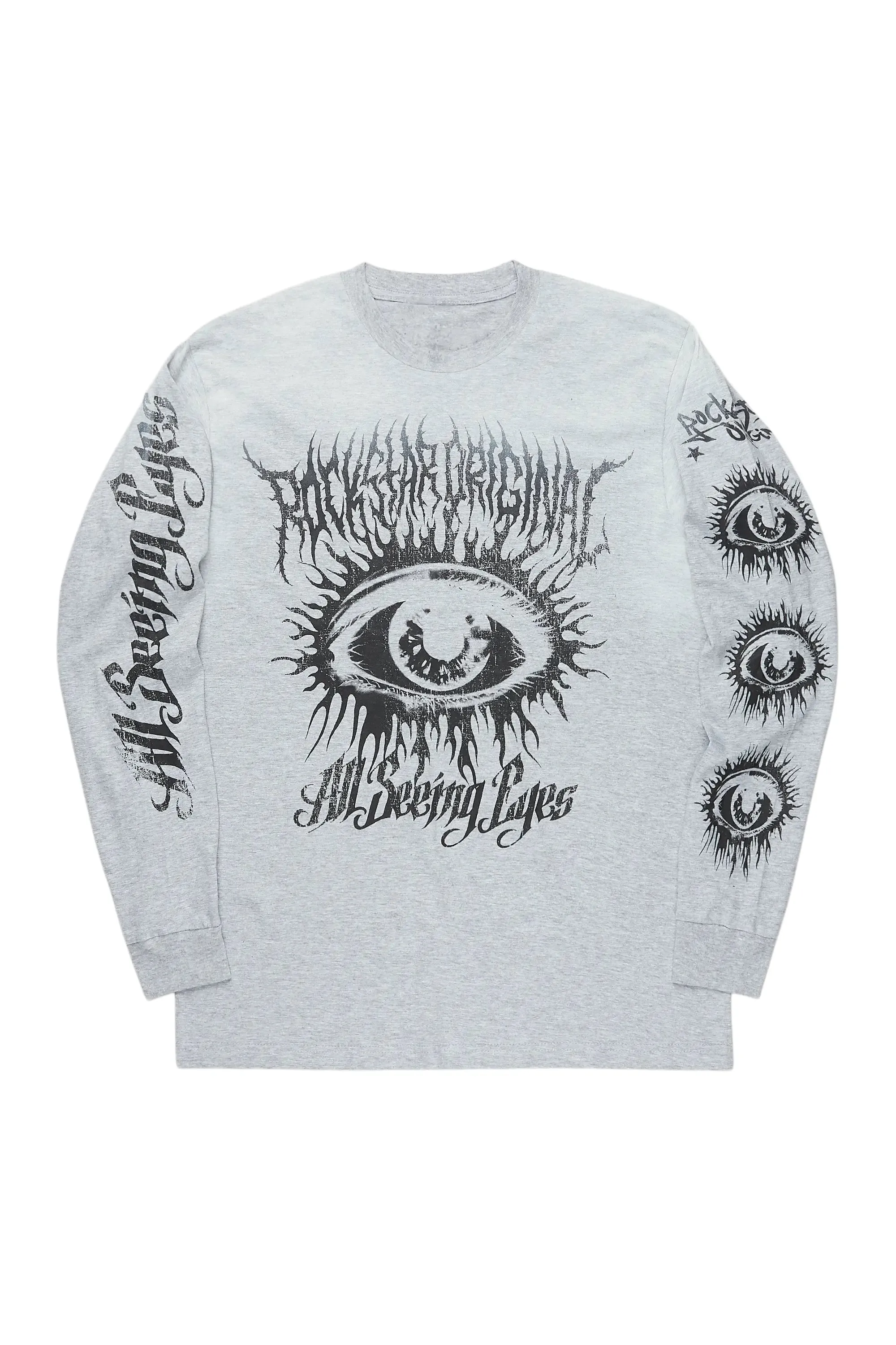 All Seeing Eyes Heather Grey Long Sleeve Graphic T-Shirt sold by Rockstar Original