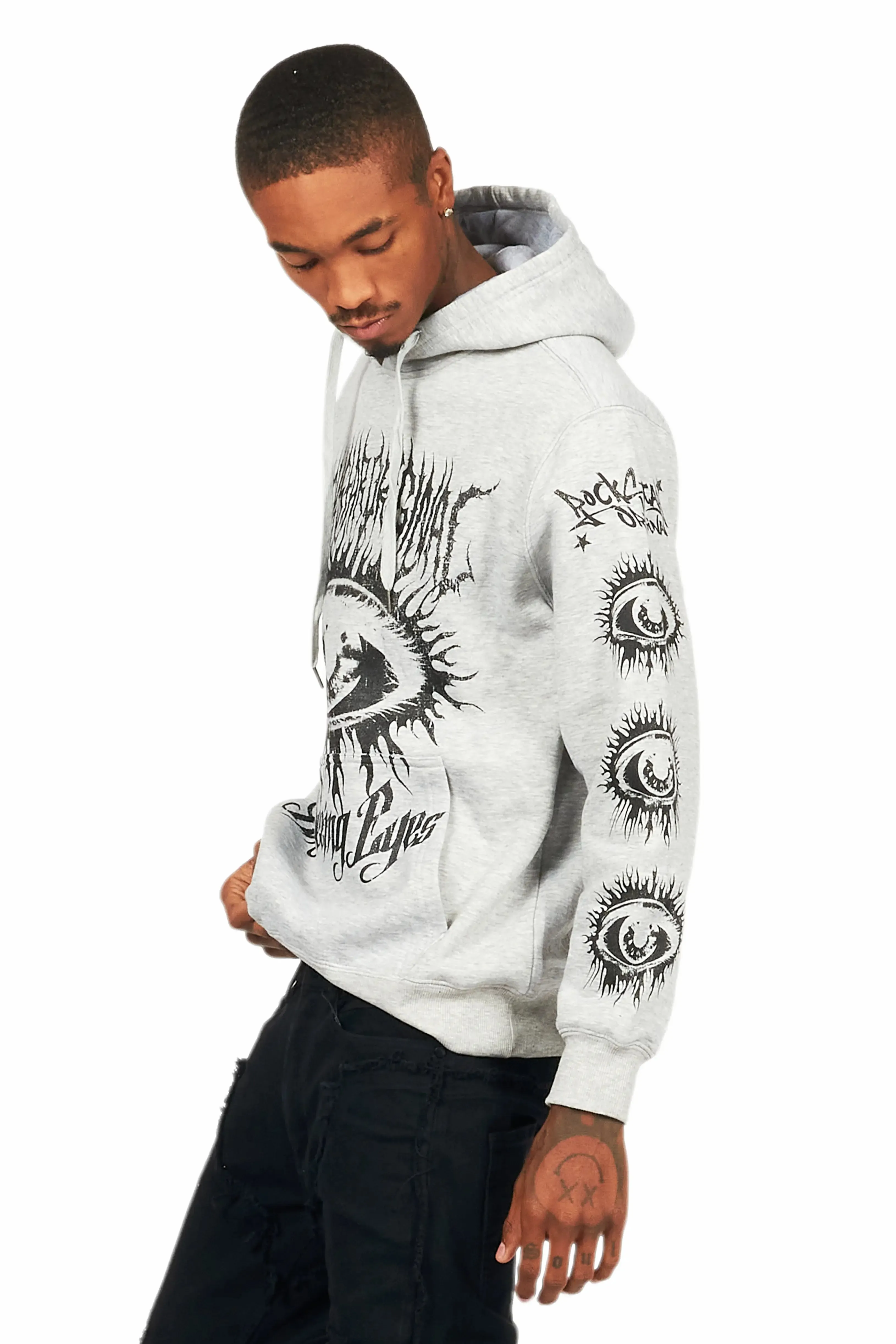 All Seeing Eyes Heather Grey Graphic Hoodie sold by Rockstar Original product image thumbnail 4