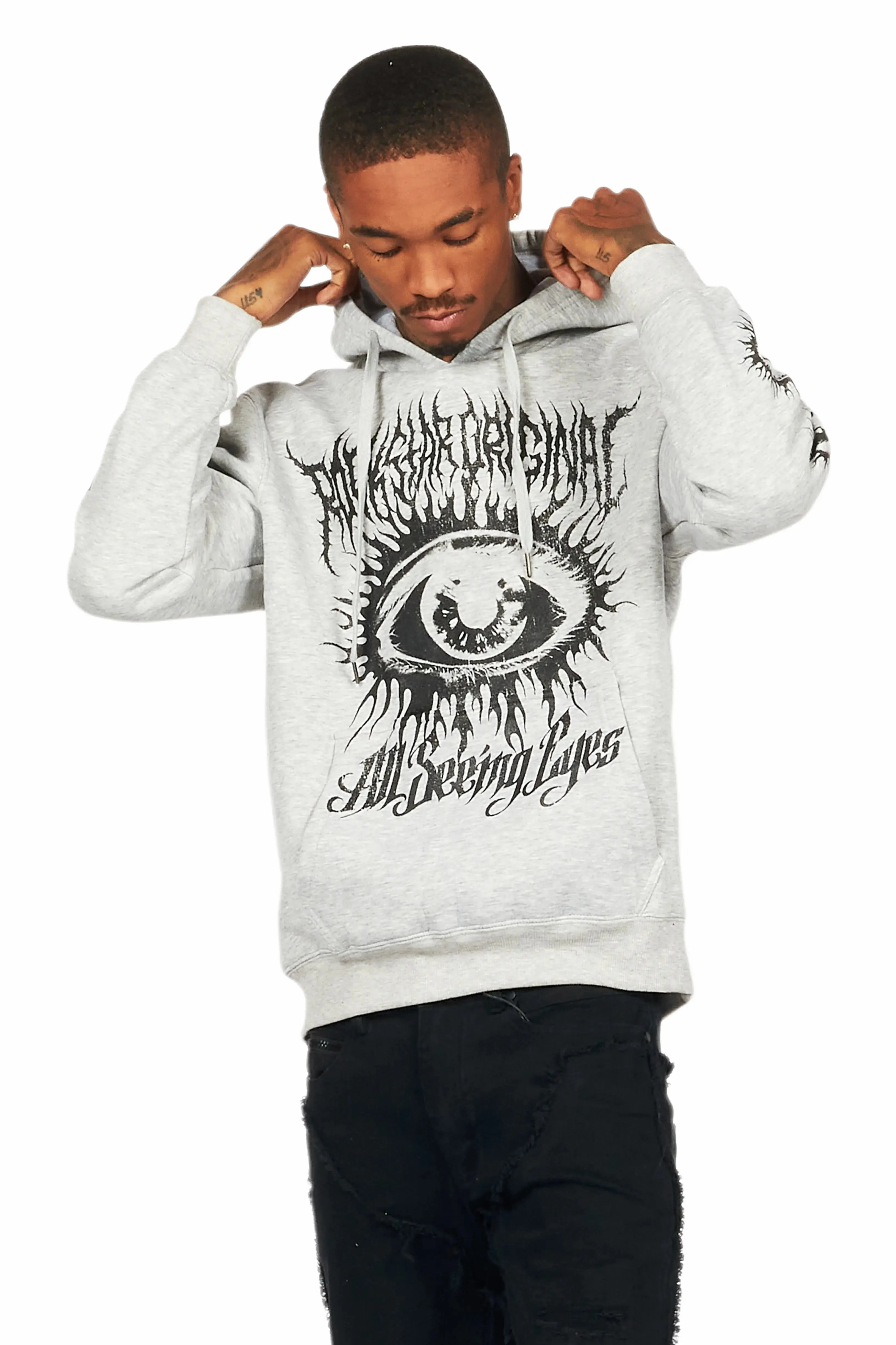 All Seeing Eyes Heather Grey Graphic Hoodie sold by Rockstar Original product image thumbnail 3