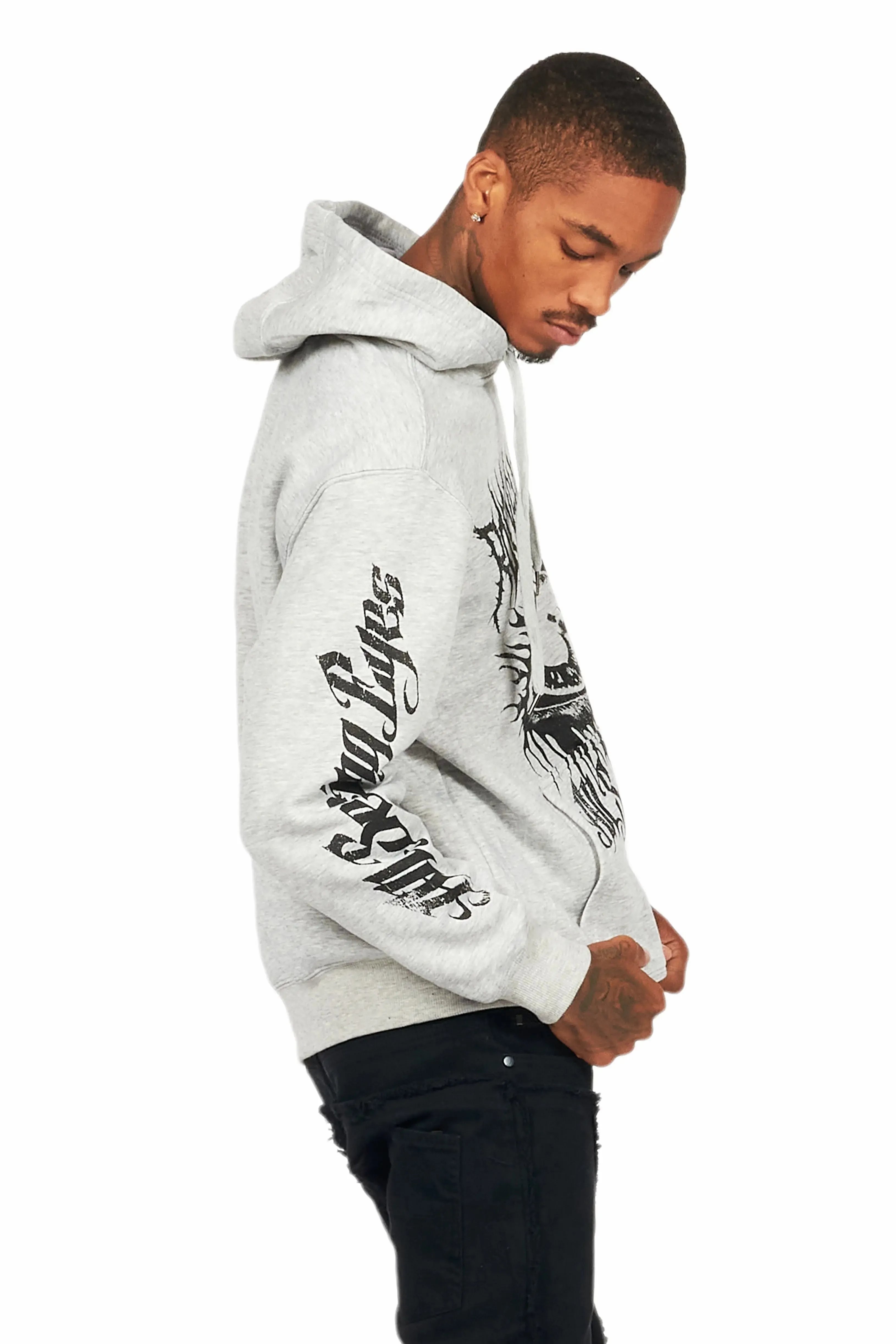 All Seeing Eyes Heather Grey Graphic Hoodie sold by Rockstar Original product image thumbnail 5