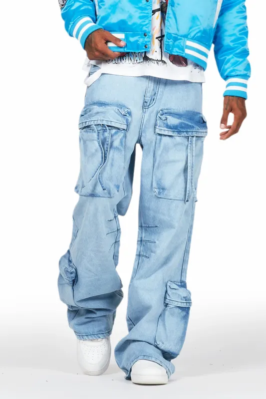 Cazer Blue Baggy Fit Cargo Jean sold by Rockstar Original