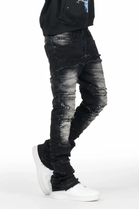 Franko Black Stacked Flare Jean sold by Rockstar Original