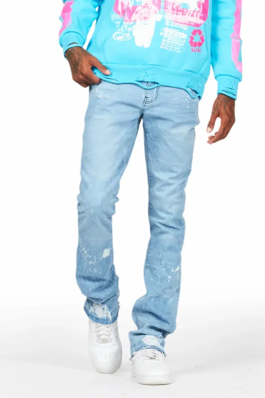 Molter Light Blue Stacked Flare Jean sold by Rockstar Original
