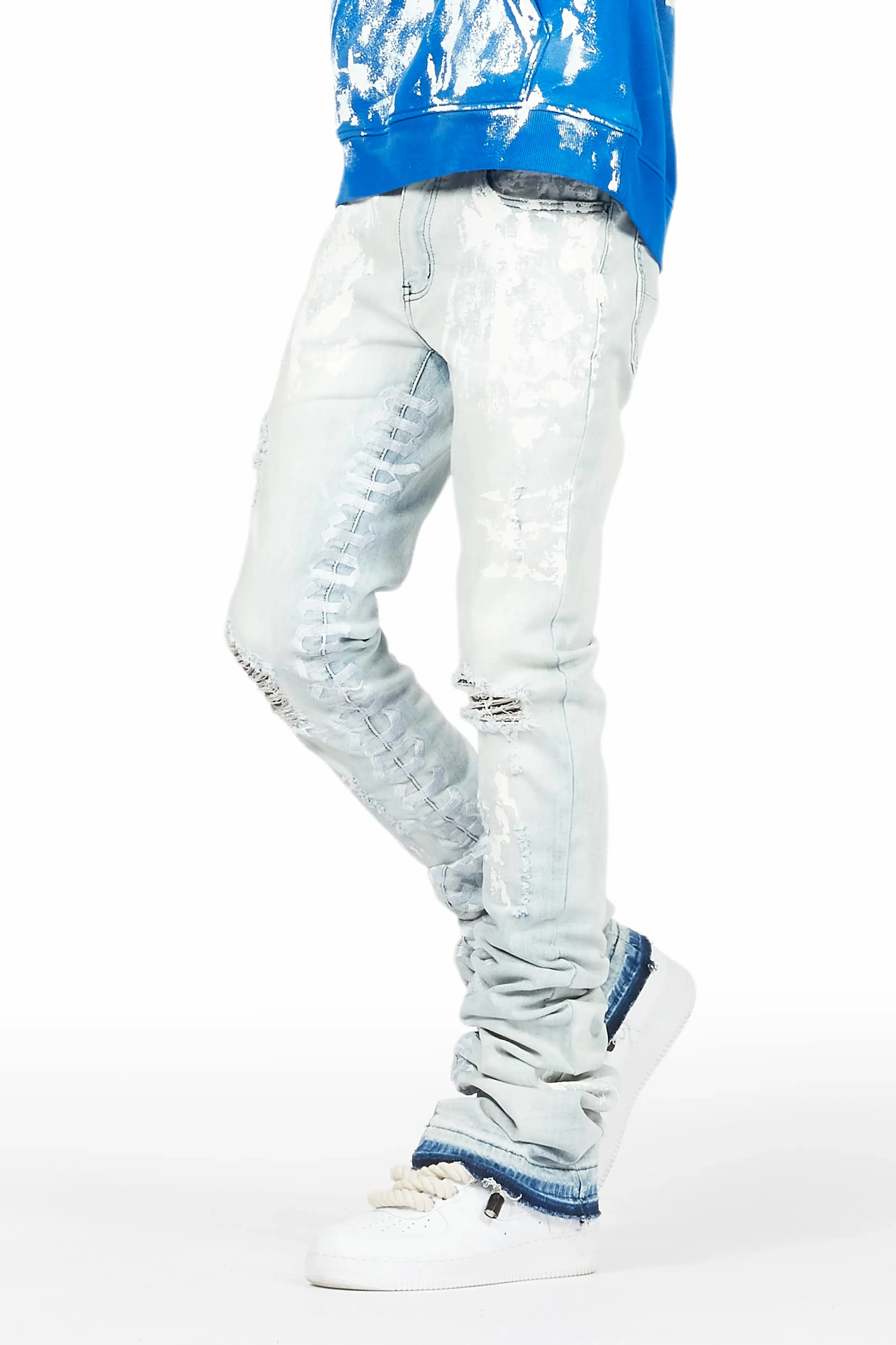 Datu Blue Painter Super Stacked Flare Jean sold by Rockstar Original