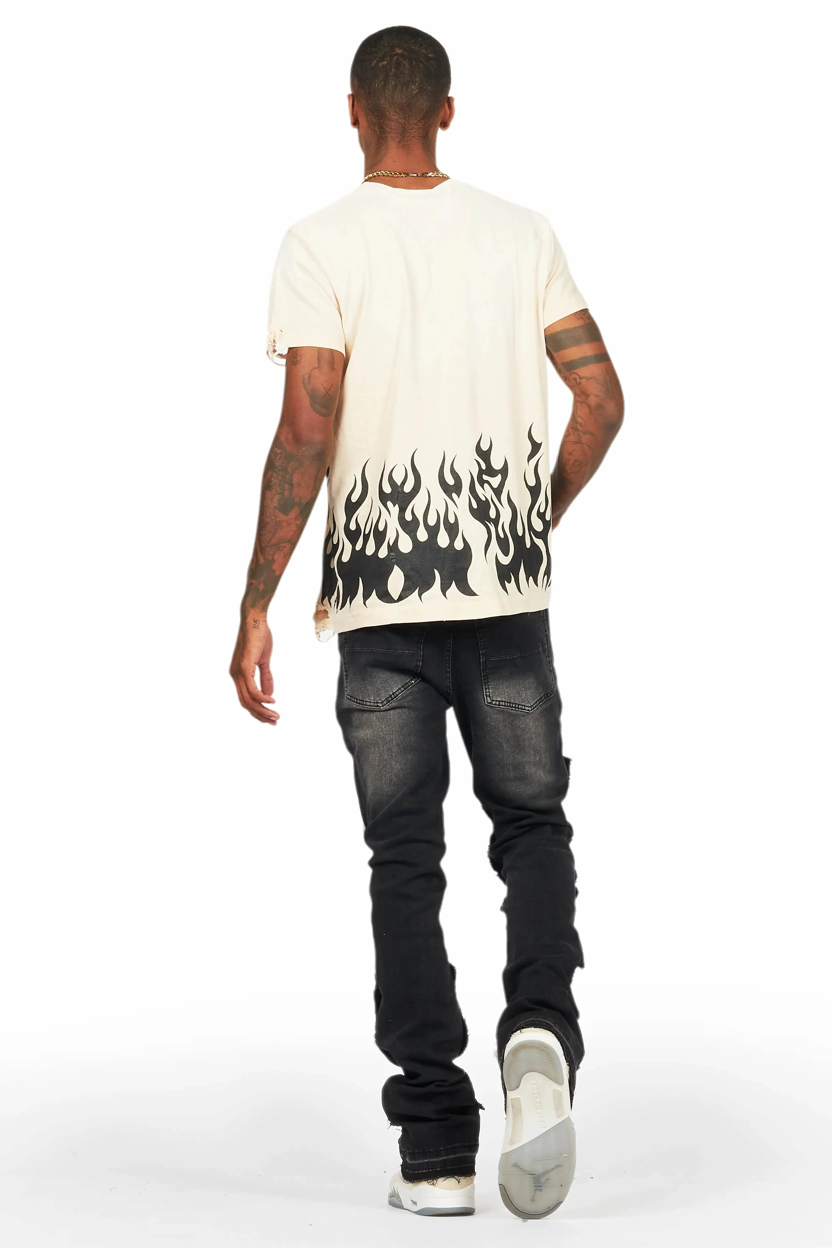 Destry Black/White Patchwork Stacked Flare Jean sold by Rockstar Original product image thumbnail 4