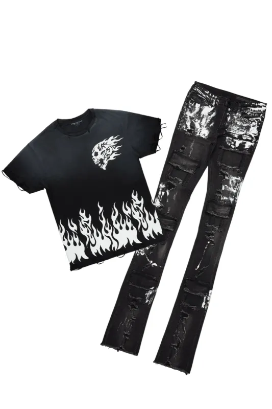 Bubble Black T-Shirt/Super Stacked Flare Jean Bundle sold by Rockstar Original