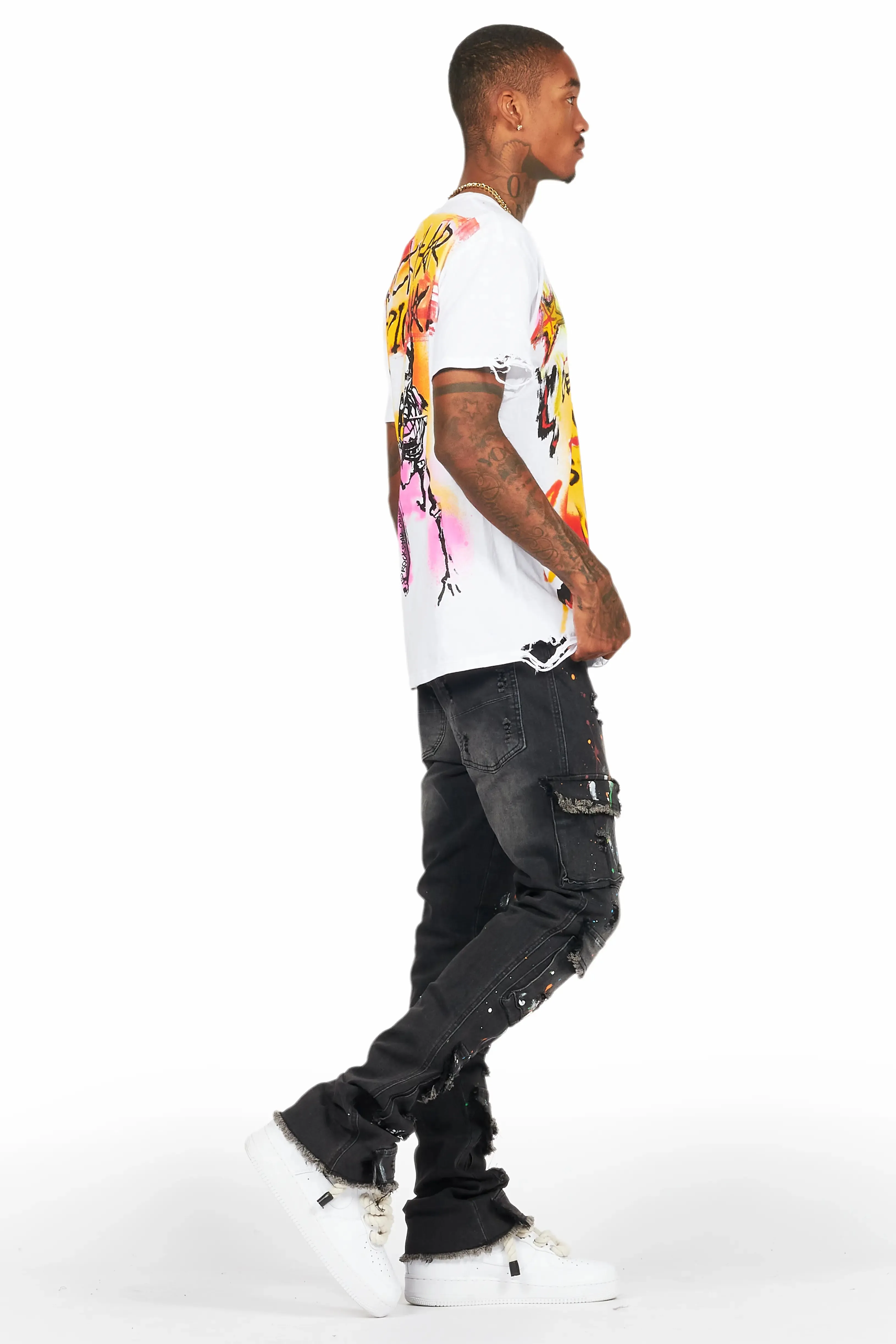 Orien Black Painter Stacked Flare Jean sold by Rockstar Original product image thumbnail 4