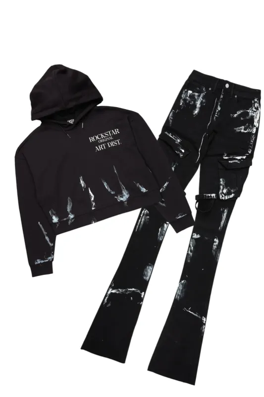 Marteona Black Hoodie/Super Stacked Jean Set sold by Rockstar Original