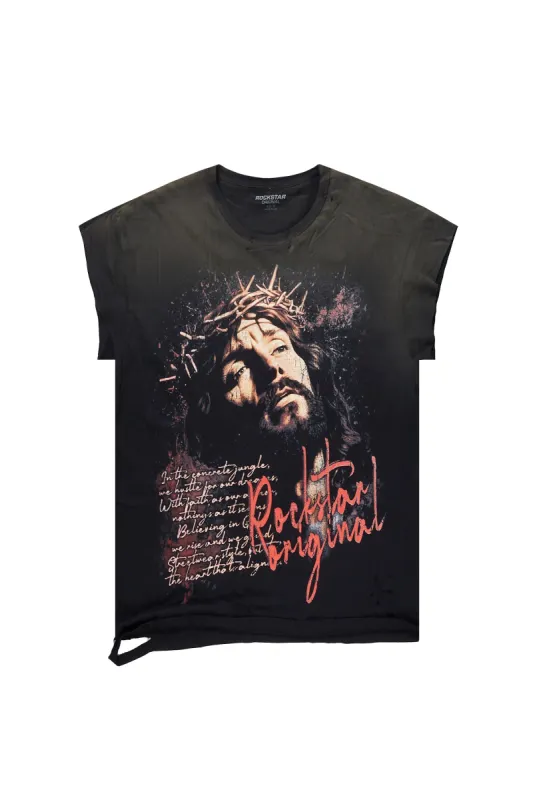 Nalu Black Graphic Muscle T-Shirt sold by Rockstar Original