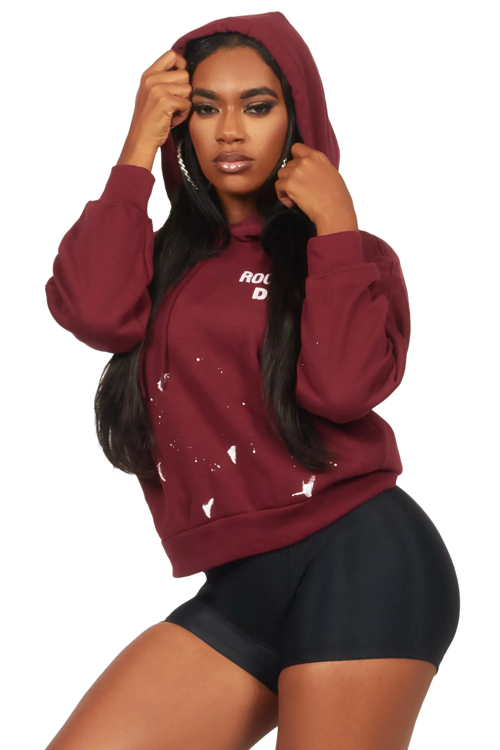 Nylia Burgundy Oversized Hoodie sold by Rockstar Original