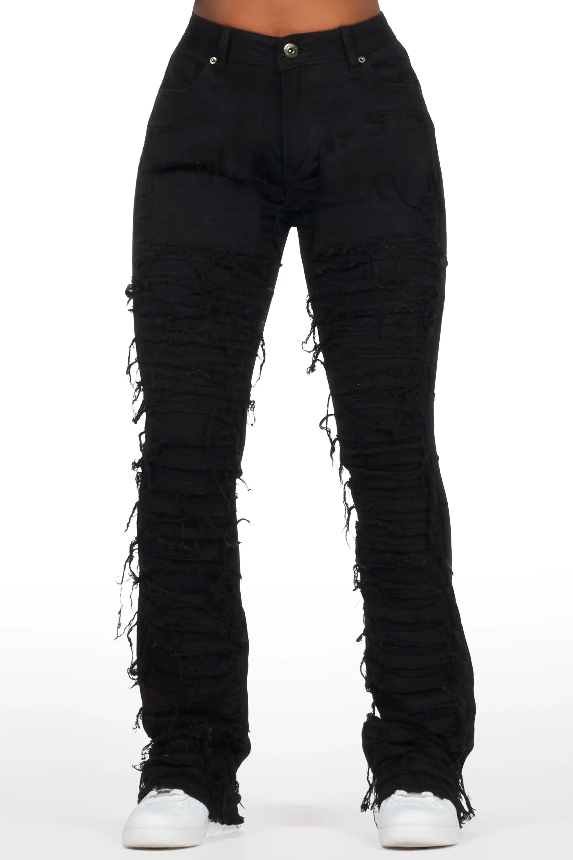 Lhyric Black Stacked Flare Jean sold by Rockstar Original