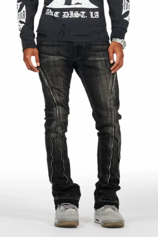 Rani Black Stacked Flare Jean sold by Rockstar Original