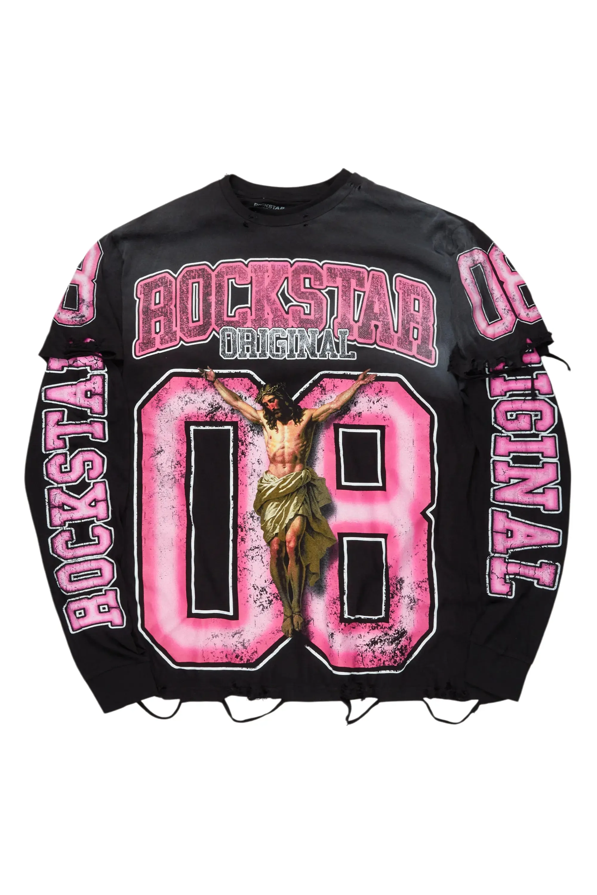 Fields Black Double Layer Long Sleeve Graphic T-Shirt sold by Rockstar Original