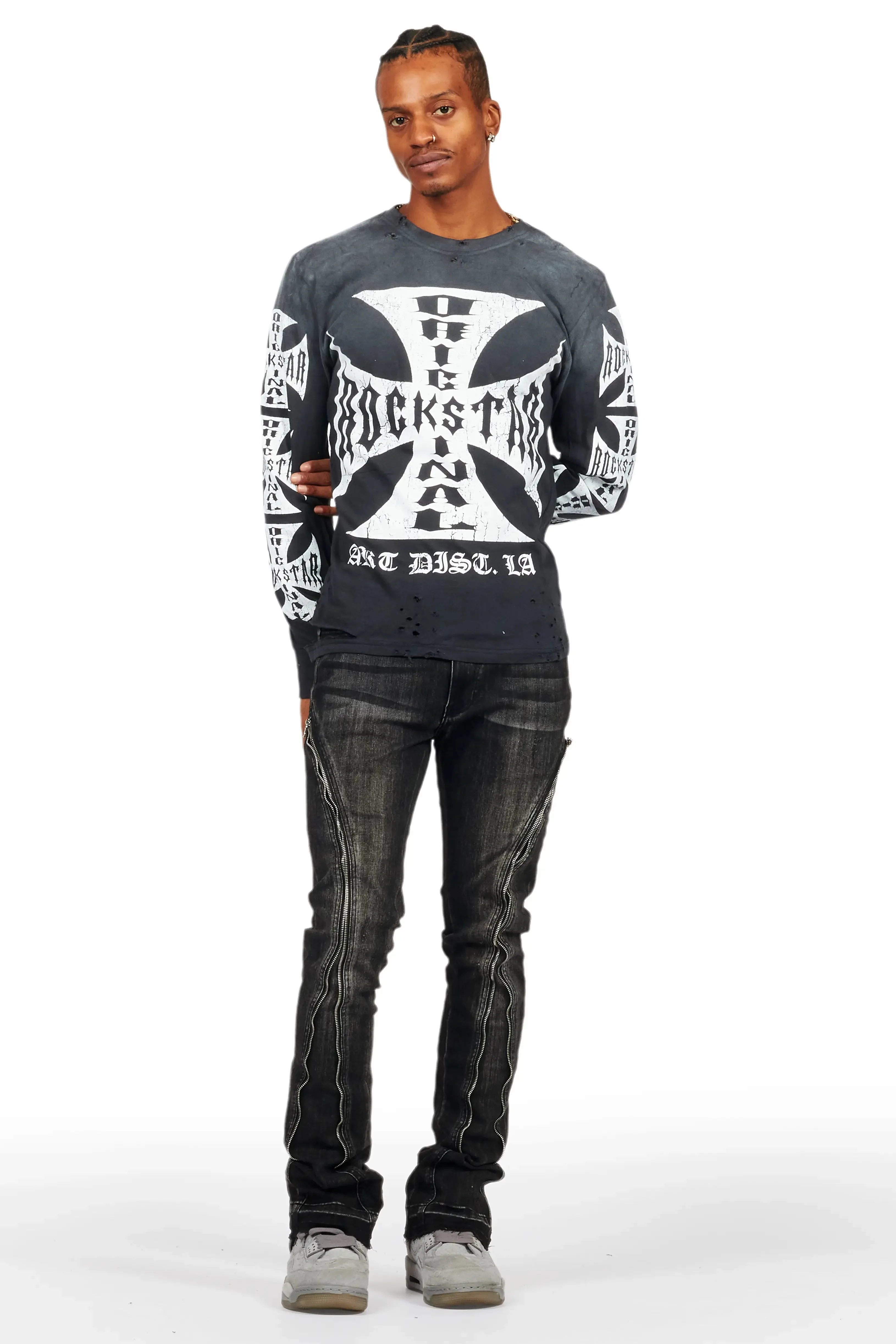 Udell Black Long Sleeve Graphic T-Shirt sold by Rockstar Original product image thumbnail 4