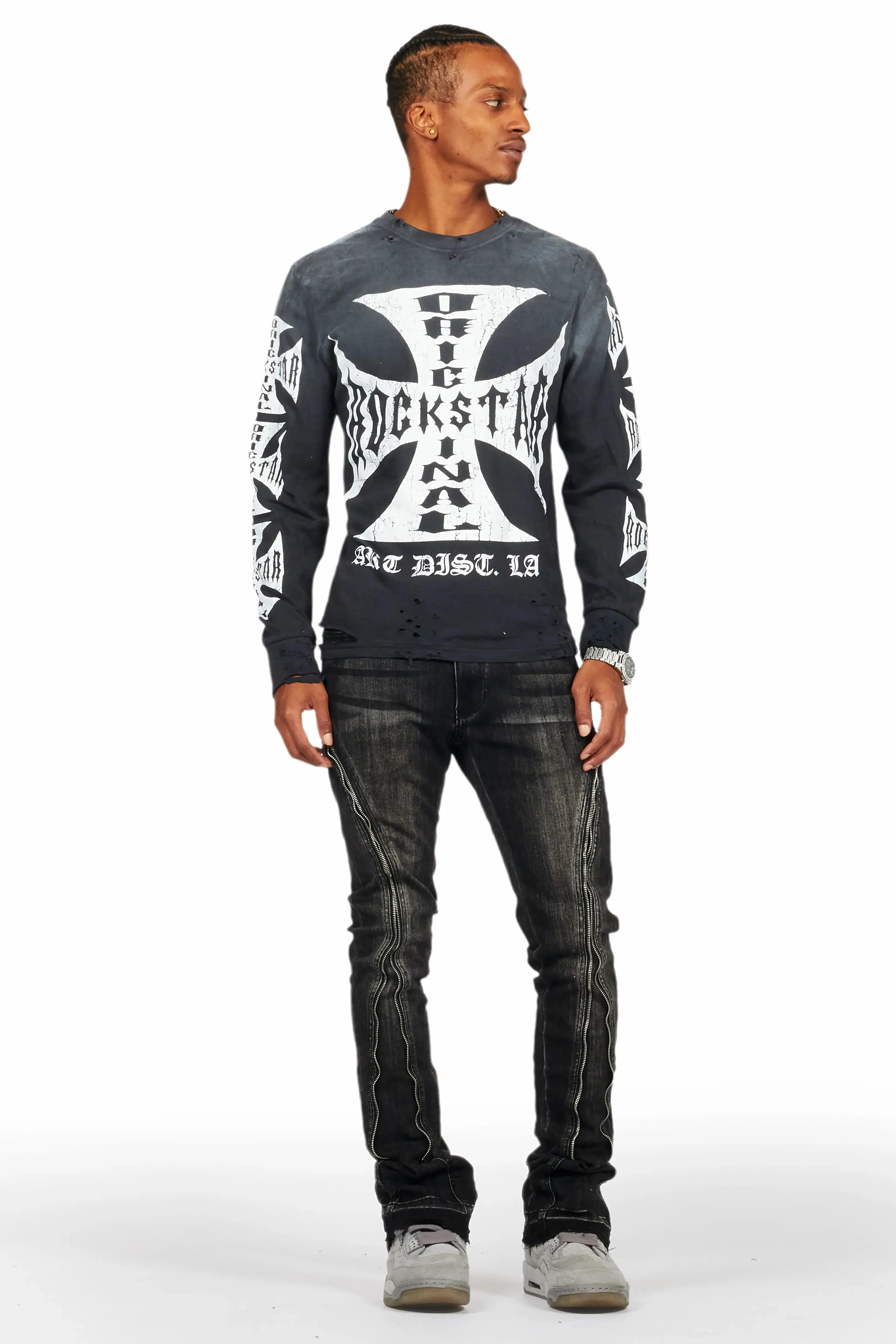 Udell Black Long Sleeve Graphic T-Shirt sold by Rockstar Original product image thumbnail 2