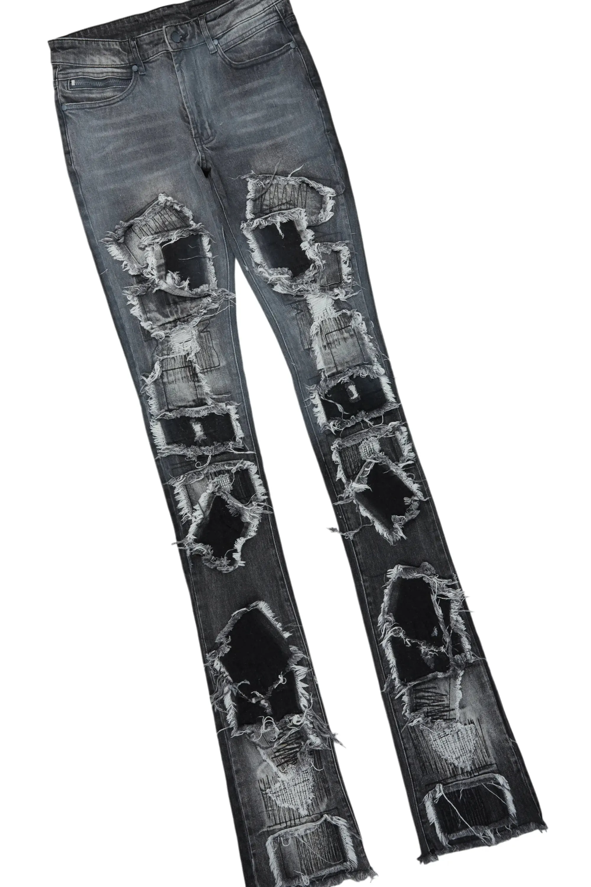 All Seeing Eyes Grey Long Sleeve T-Shirt/Super Stacked Flare Jean Bundle sold by Rockstar Original product image thumbnail 3