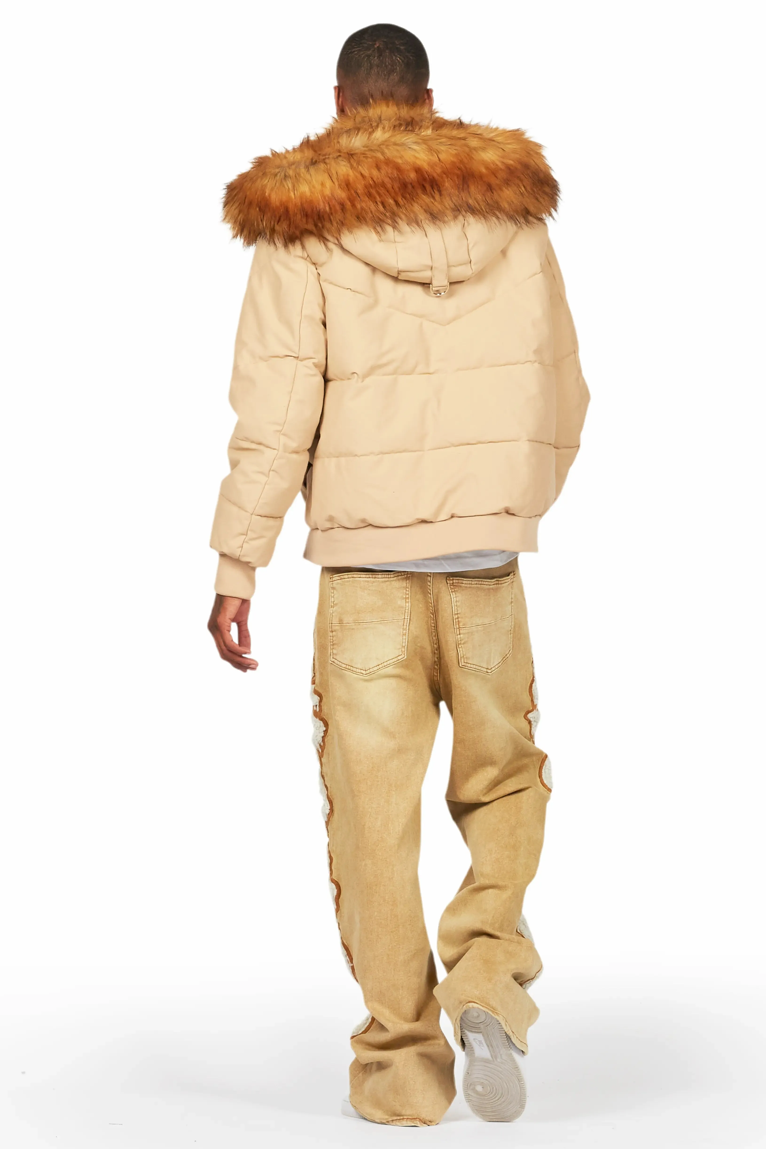 Langston Beige Puffer Jacket with Fur Hood sold by Rockstar Original product image thumbnail 4