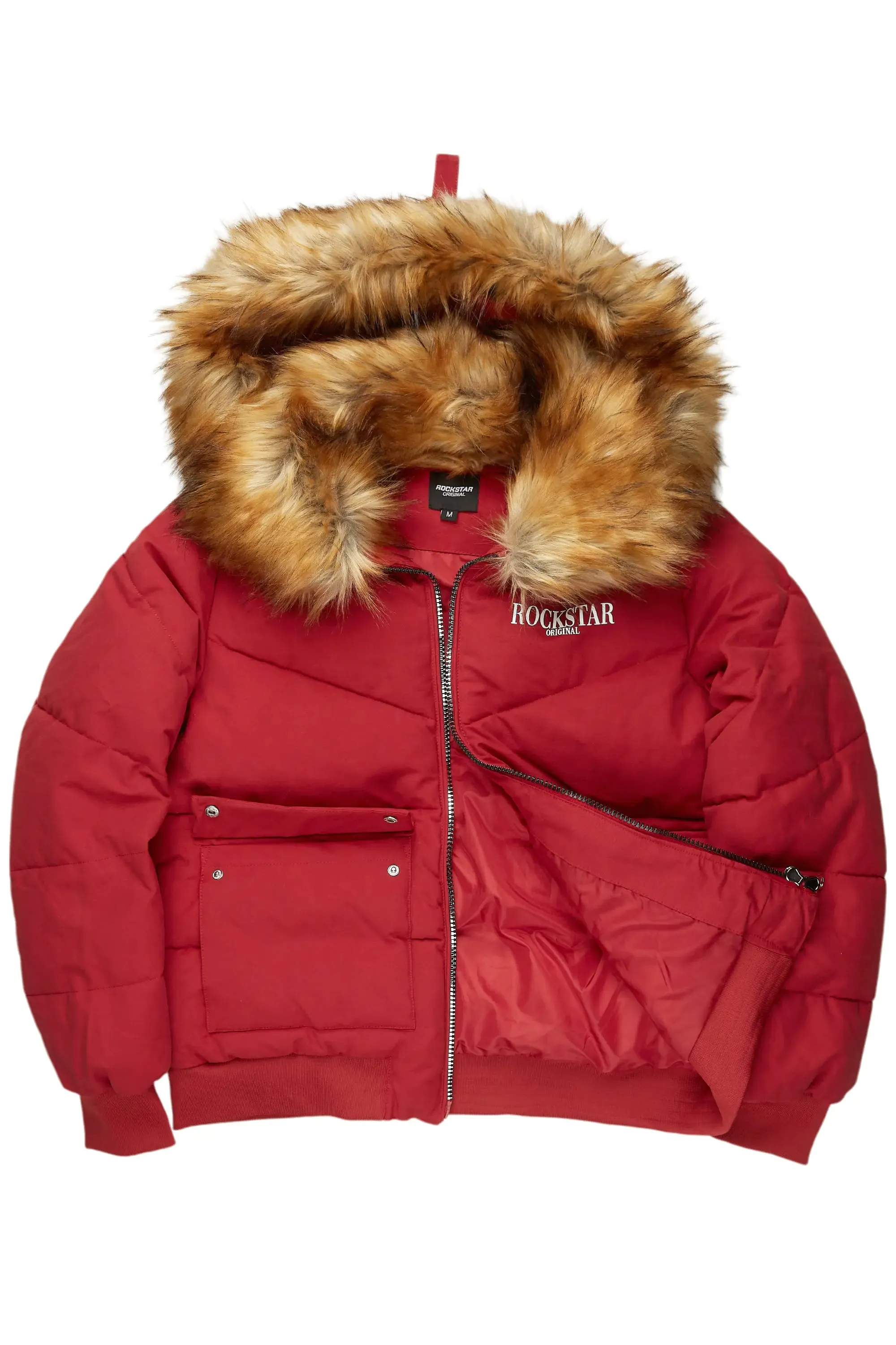 Langston Red Puffer Jacket with Fur Hood sold by Rockstar Original product image thumbnail 2