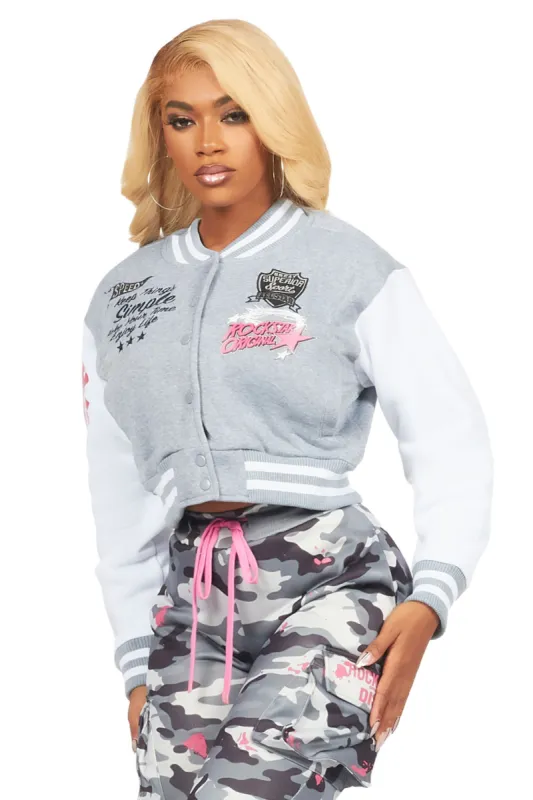 Tashara Heather Grey Varsity Jacket sold by Rockstar Original