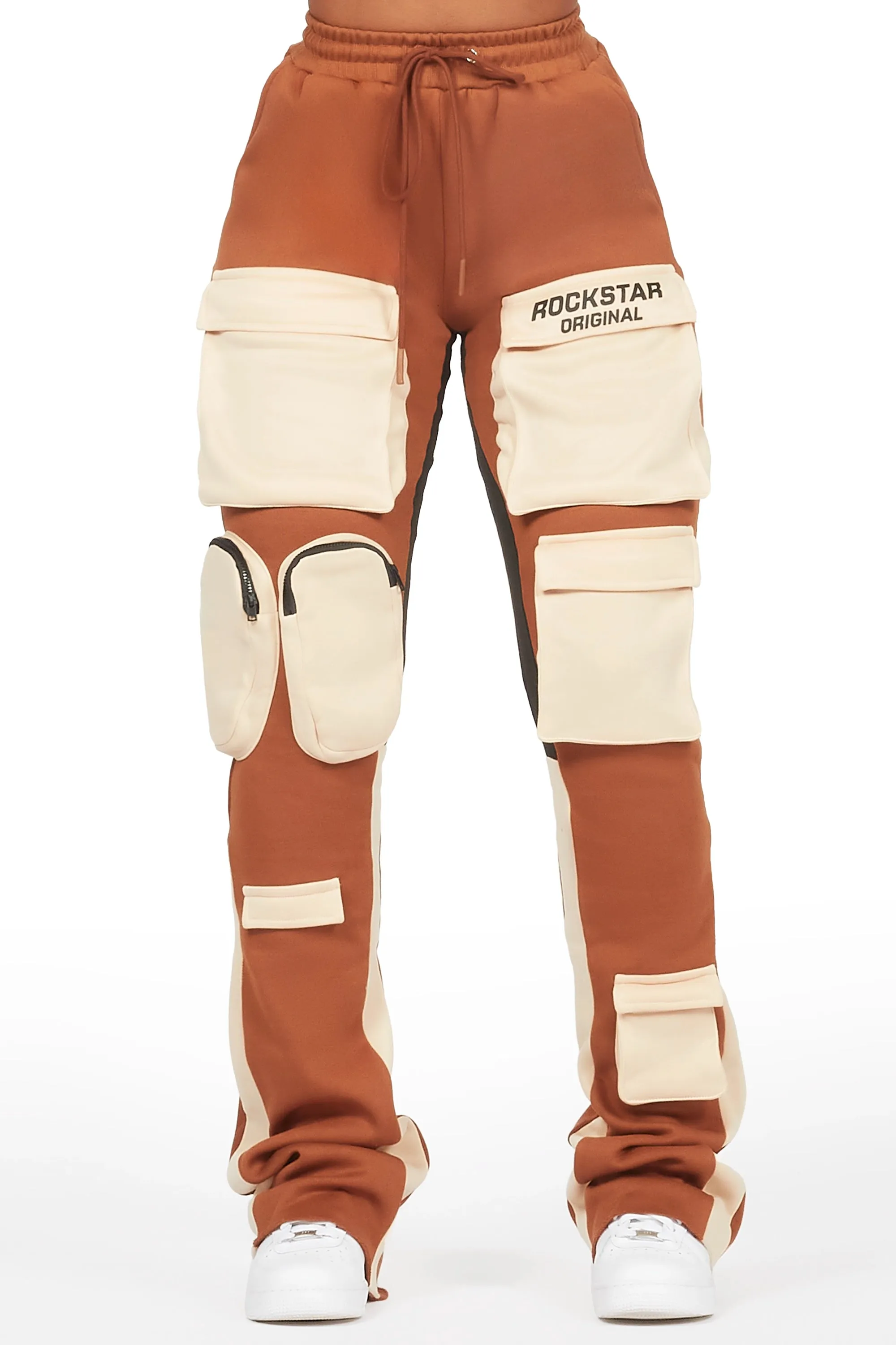 Norika Brown Stacked Track Pant sold by Rockstar Original