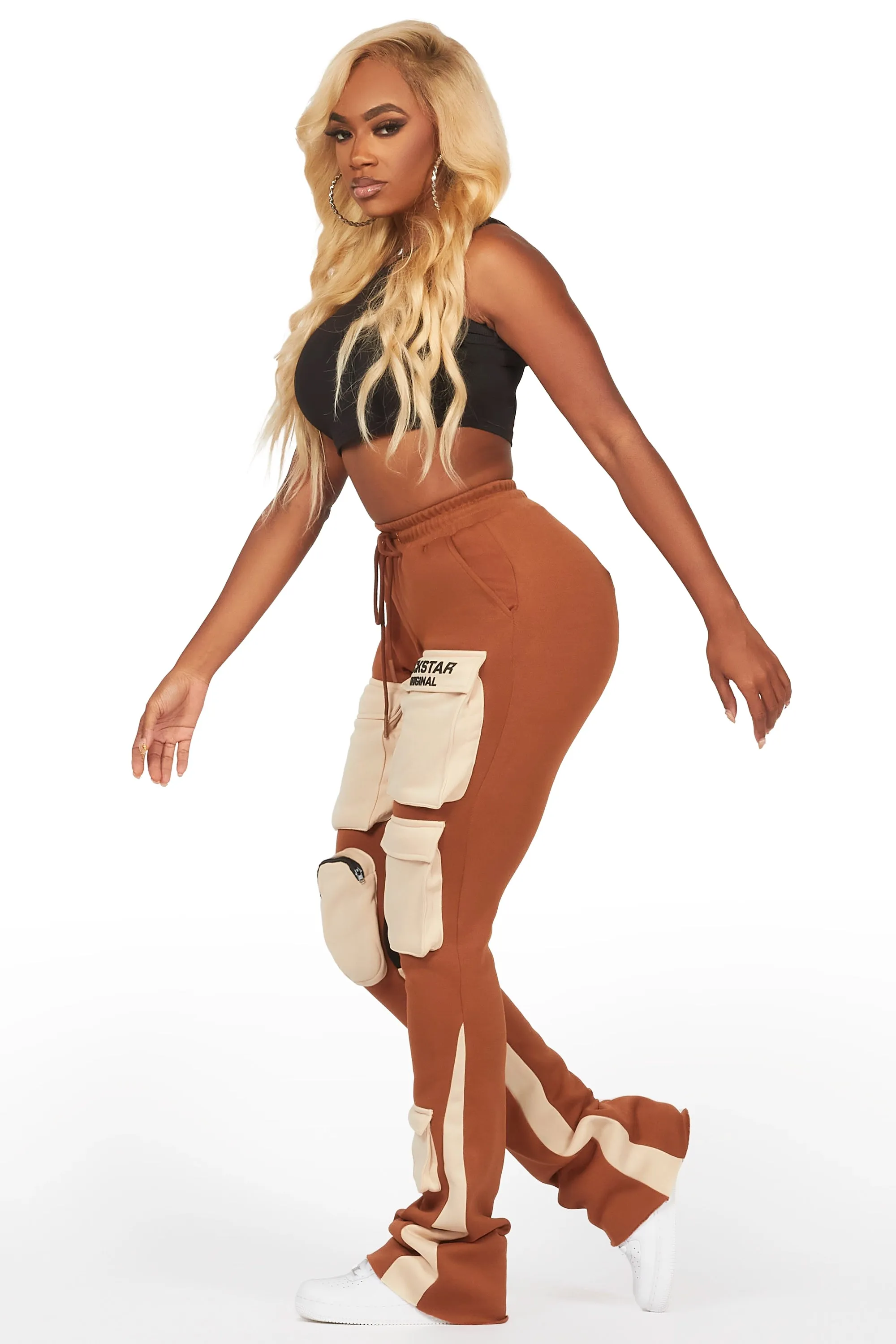 Norika Brown Stacked Track Pant sold by Rockstar Original product image thumbnail 4